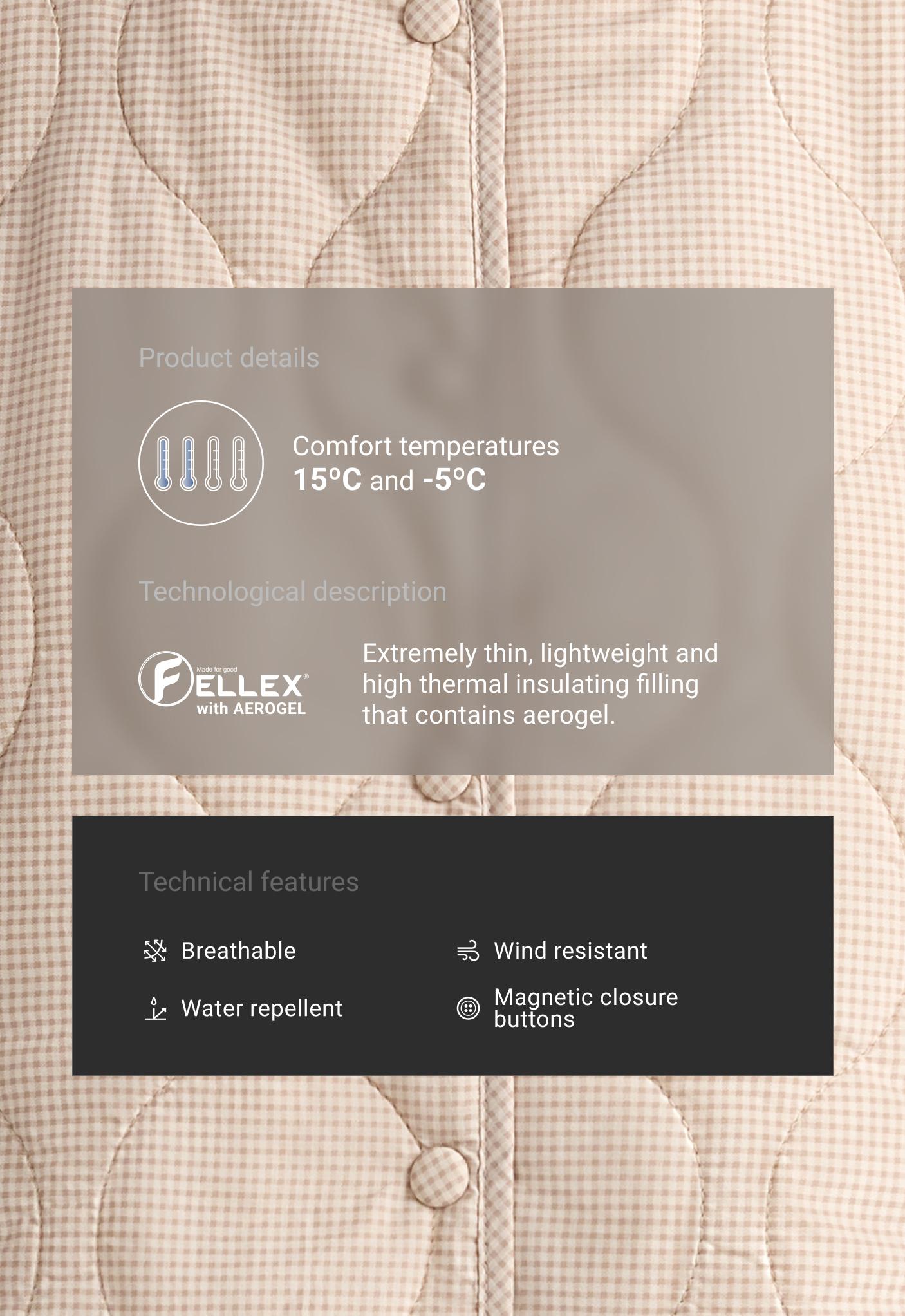 FELLEX® AEROGEL padded gingham gilet — BEIGE