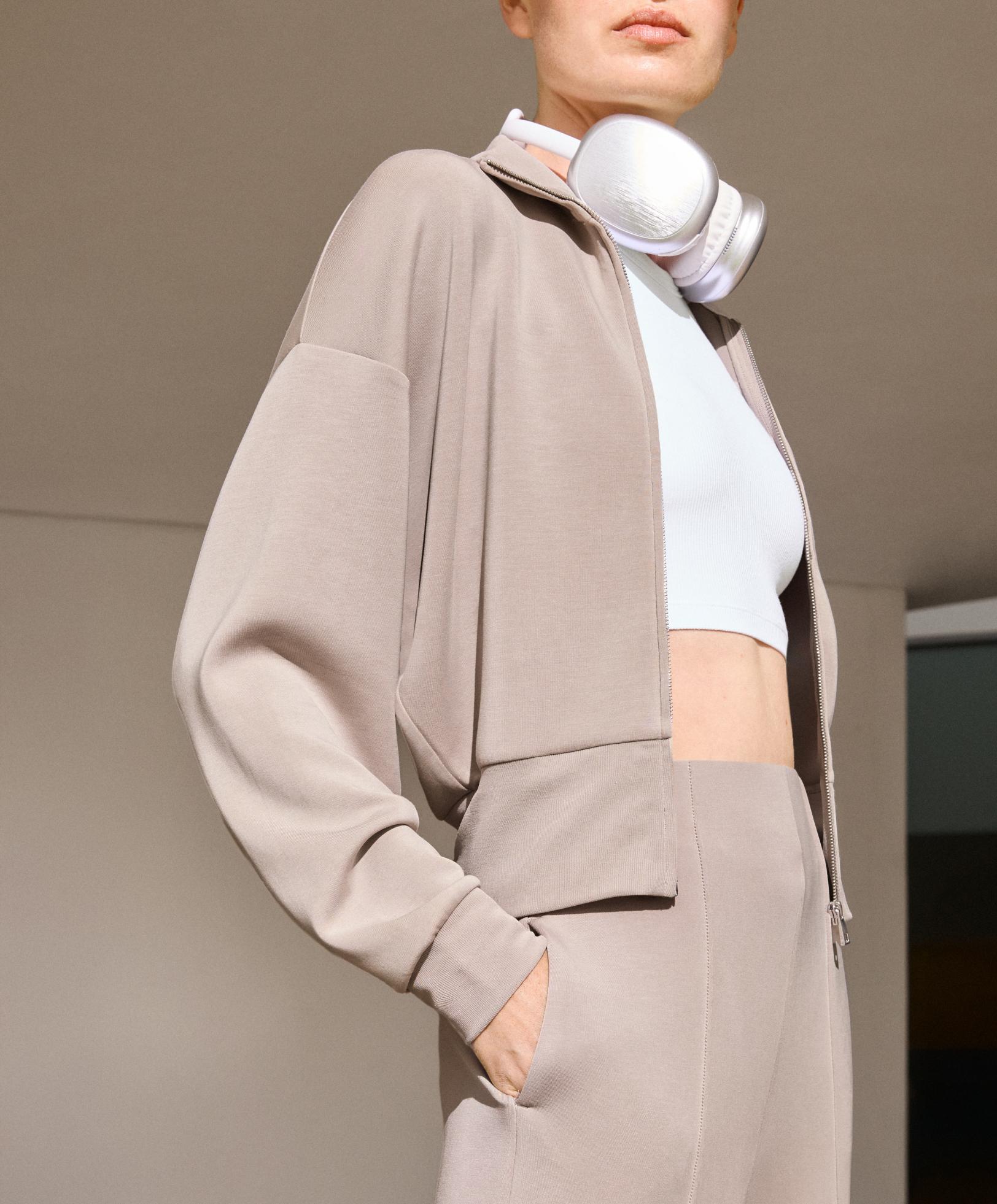 Soft-touch modal high collar jacket