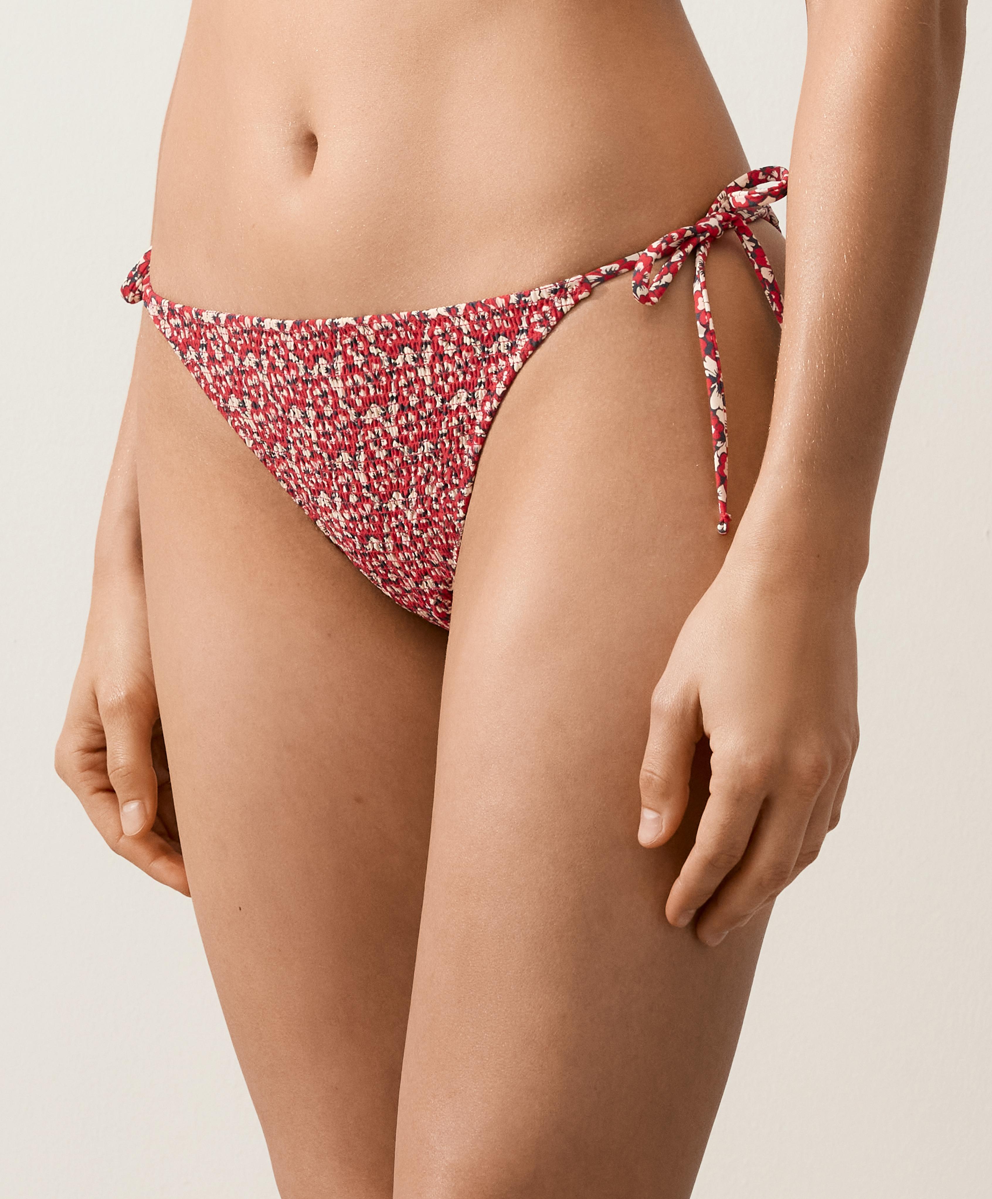 Smock tie medium-coverage bikini briefs — BRIGHT RED