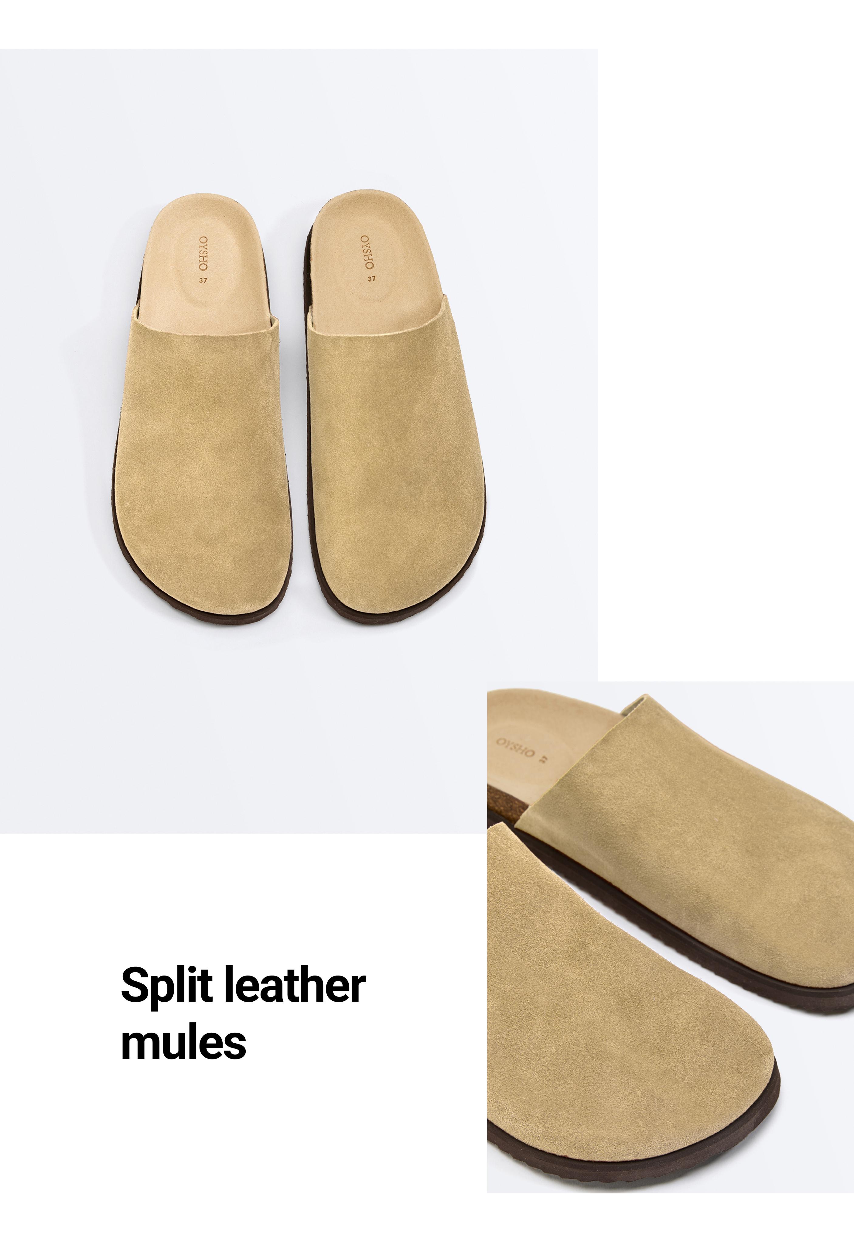 Split leather mules — SAND