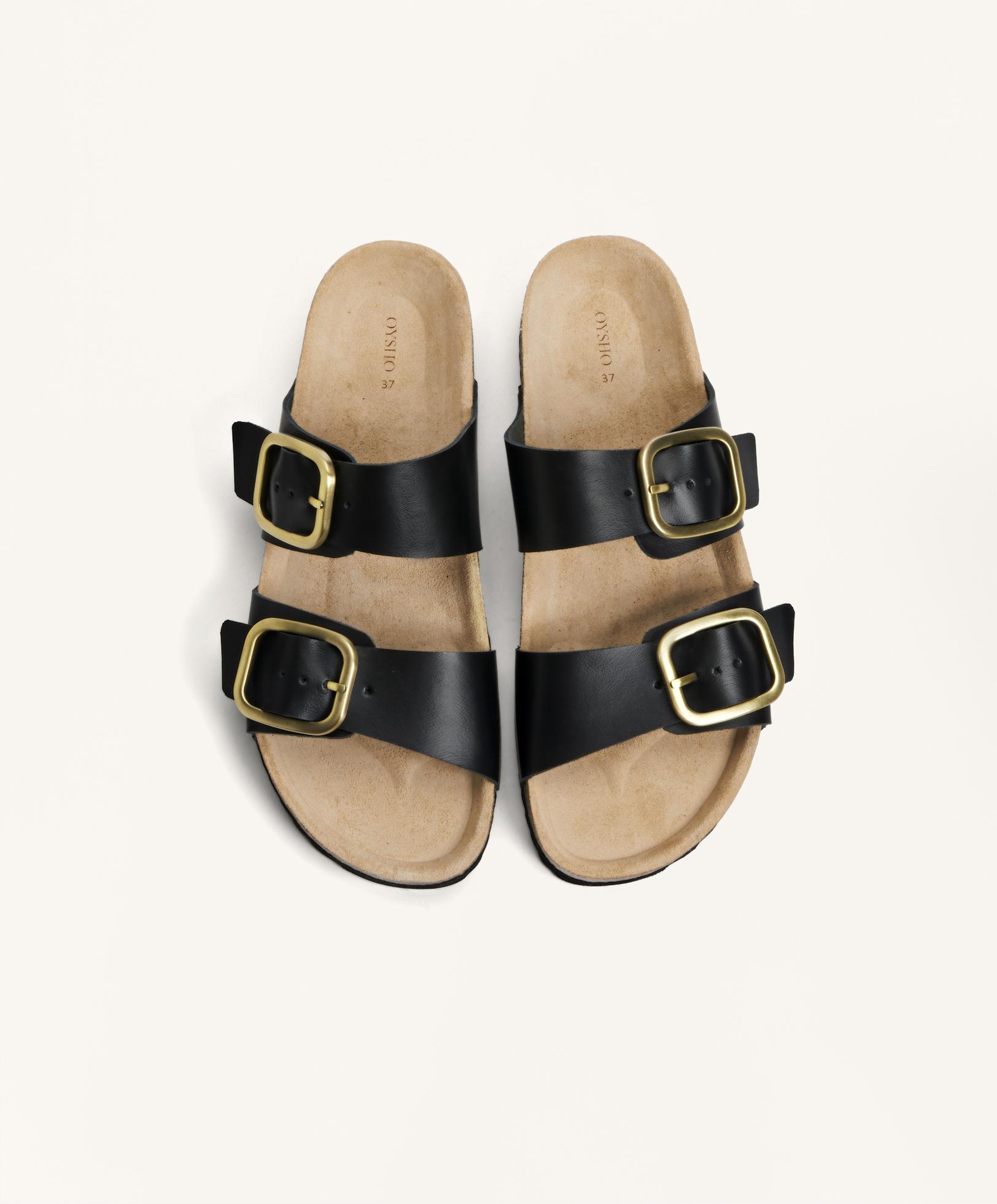 Leather buckle sandal - Sale