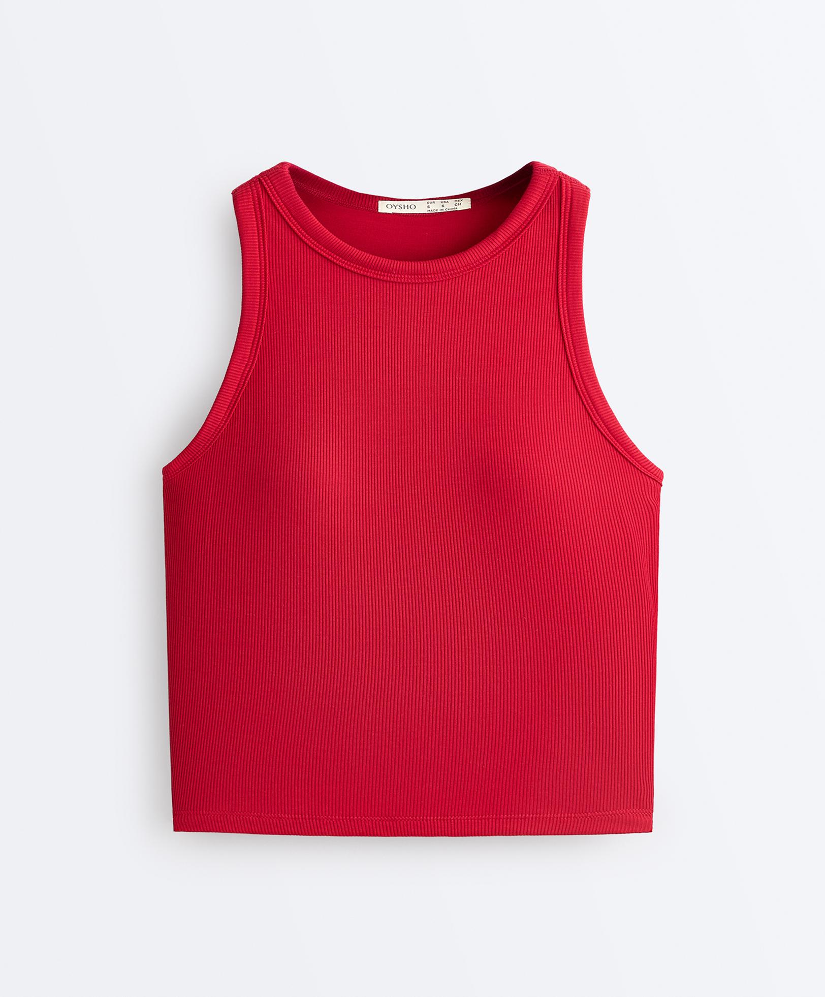Rib modal blend long tank top — BRIGHT RED