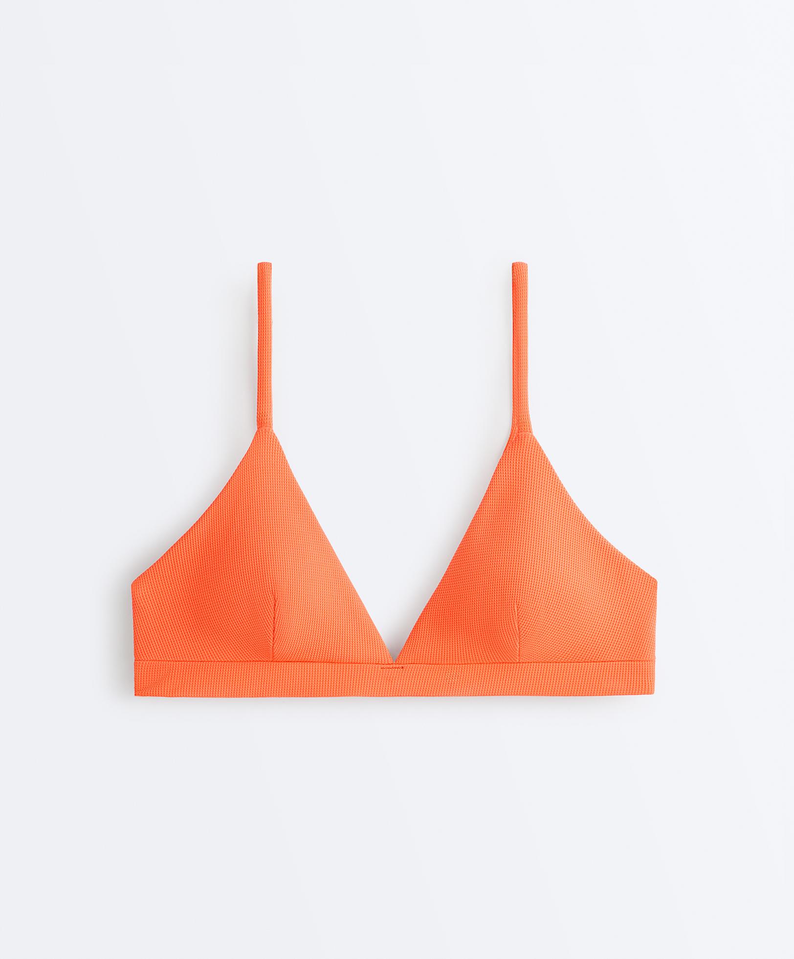 Piqué triangle bikini top — WASHED ORANGE