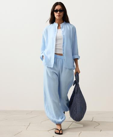 100% linen bloomer trousers — SKY BLUE 8