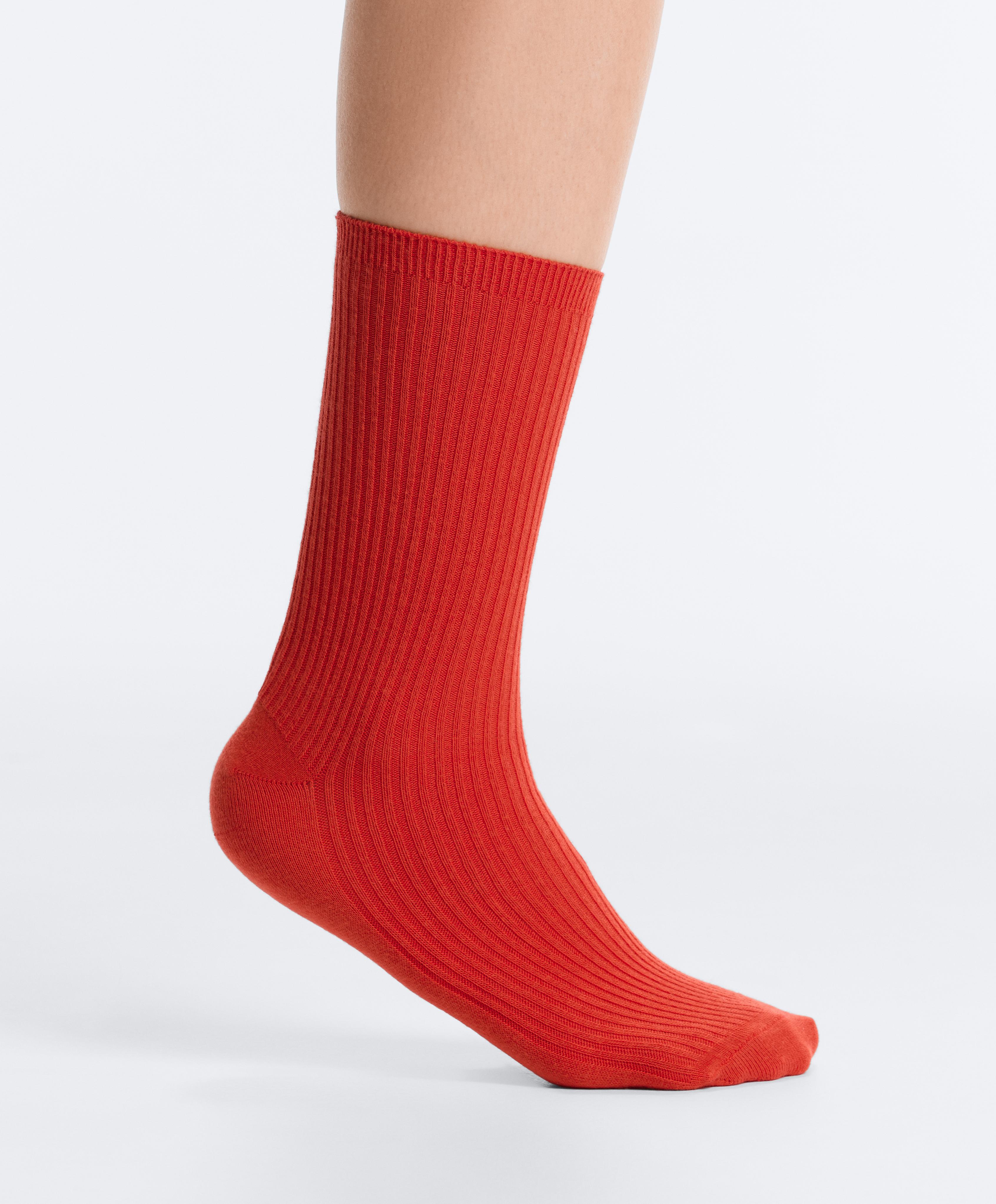 5 pairs of cotton blend classic socks — BRIGHT ORANGE
