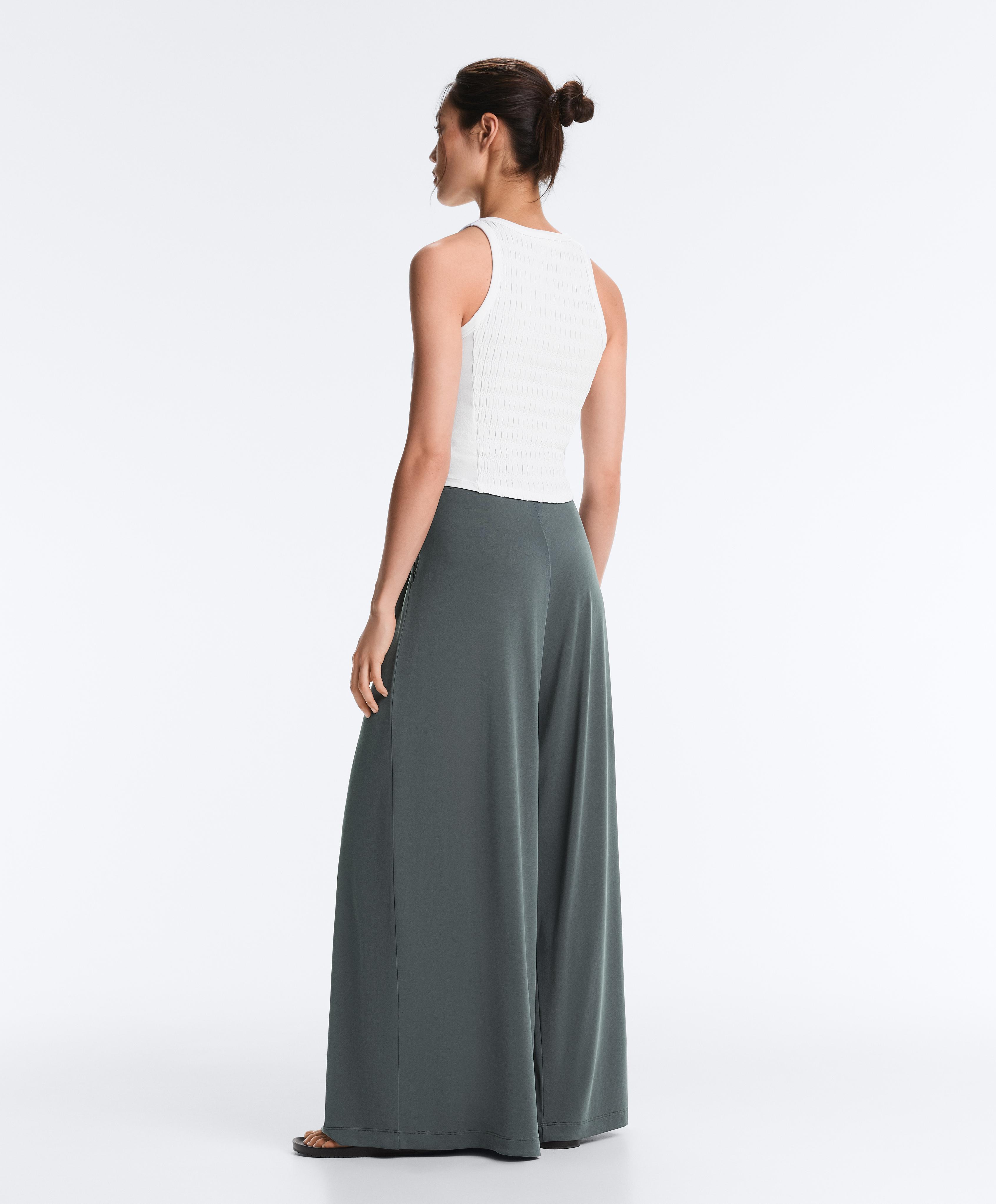 Floaty trousers with pleated modal blend waist — STEEL GREY