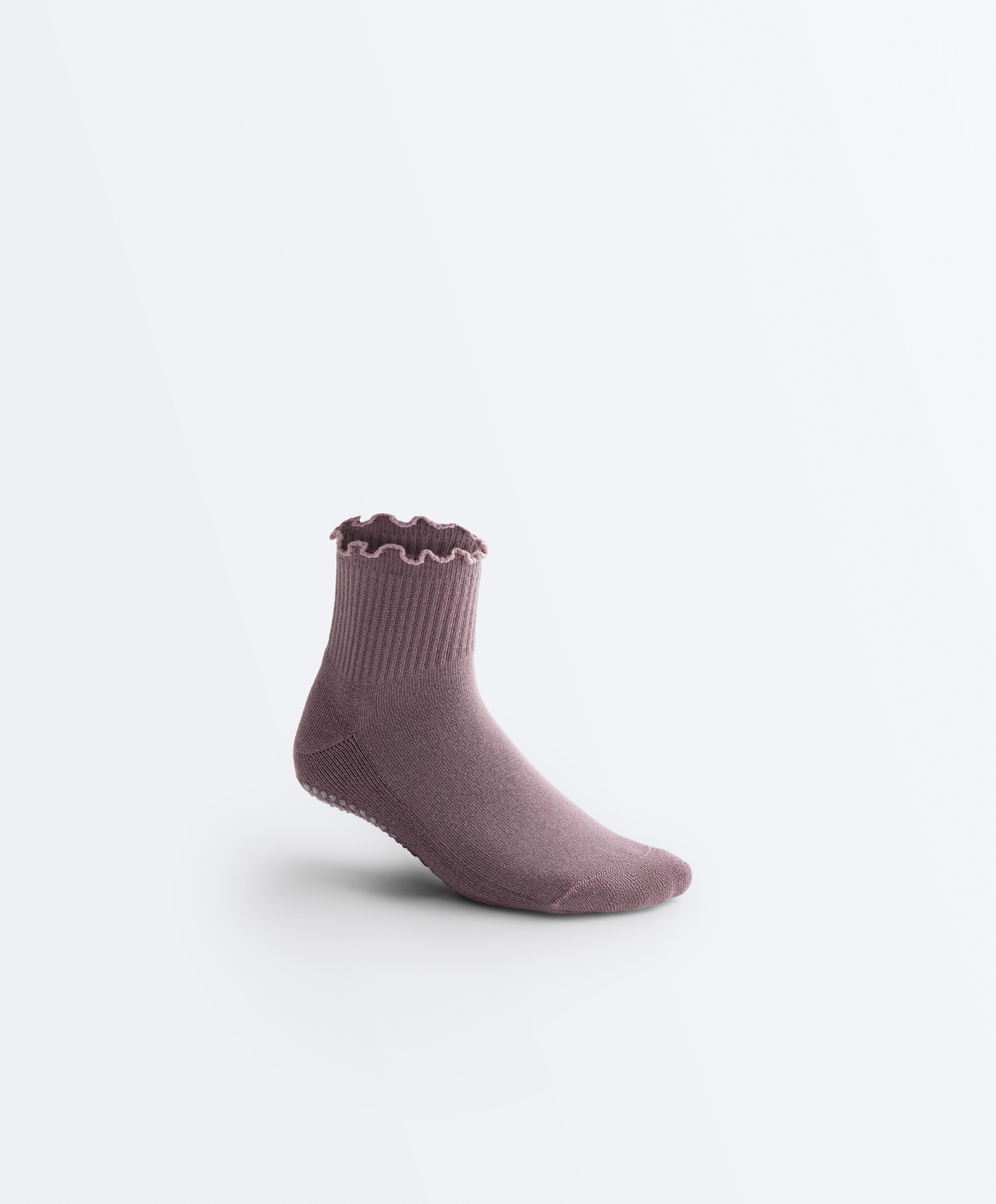 2 pairs of cotton blend quarter yoga and Pilates socks — GREY-PURPLE