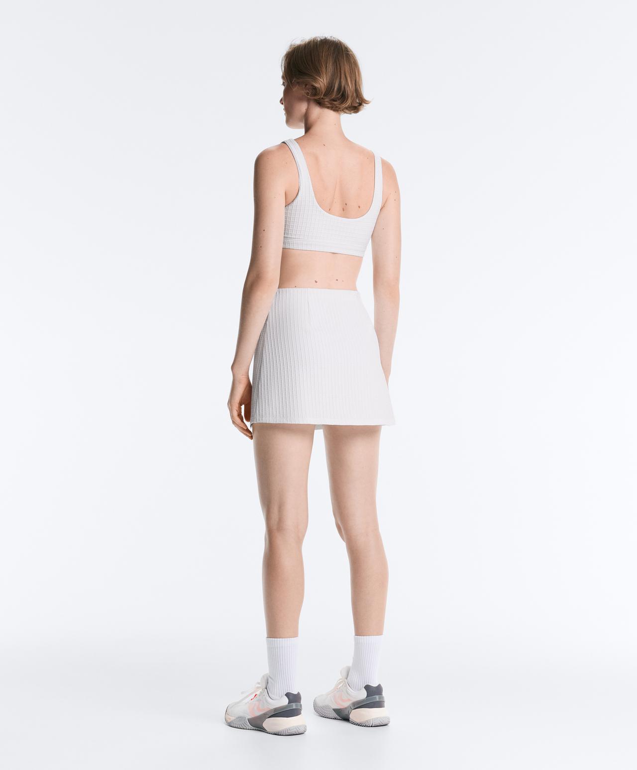 Check short skirt — WHITE 