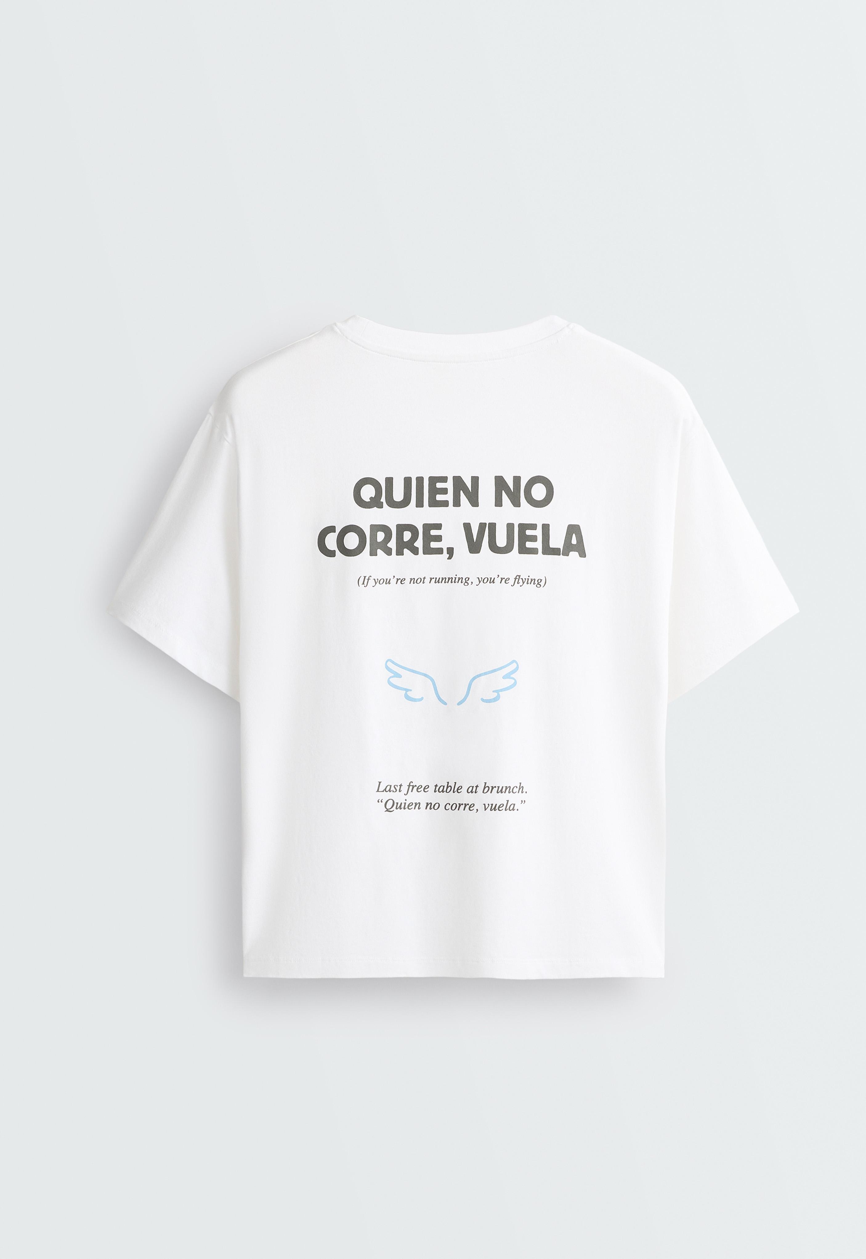 Printed boxy cotton blend short-sleeved T-shirt — WHITE 
