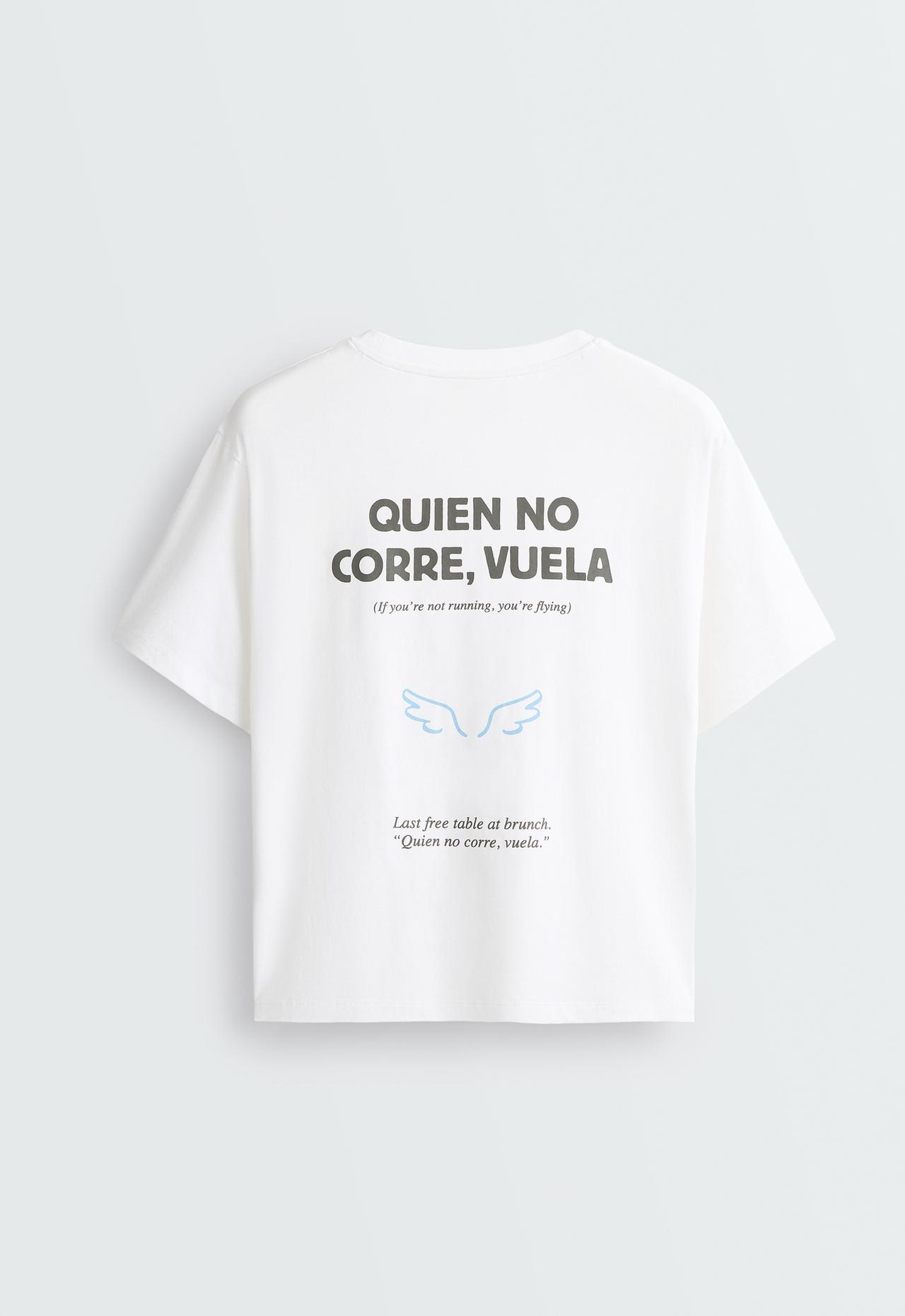 Printed boxy cotton blend short-sleeved T-shirt — WHITE