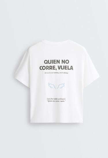 Printed boxy cotton blend short-sleeved T-shirt — WHITE  6