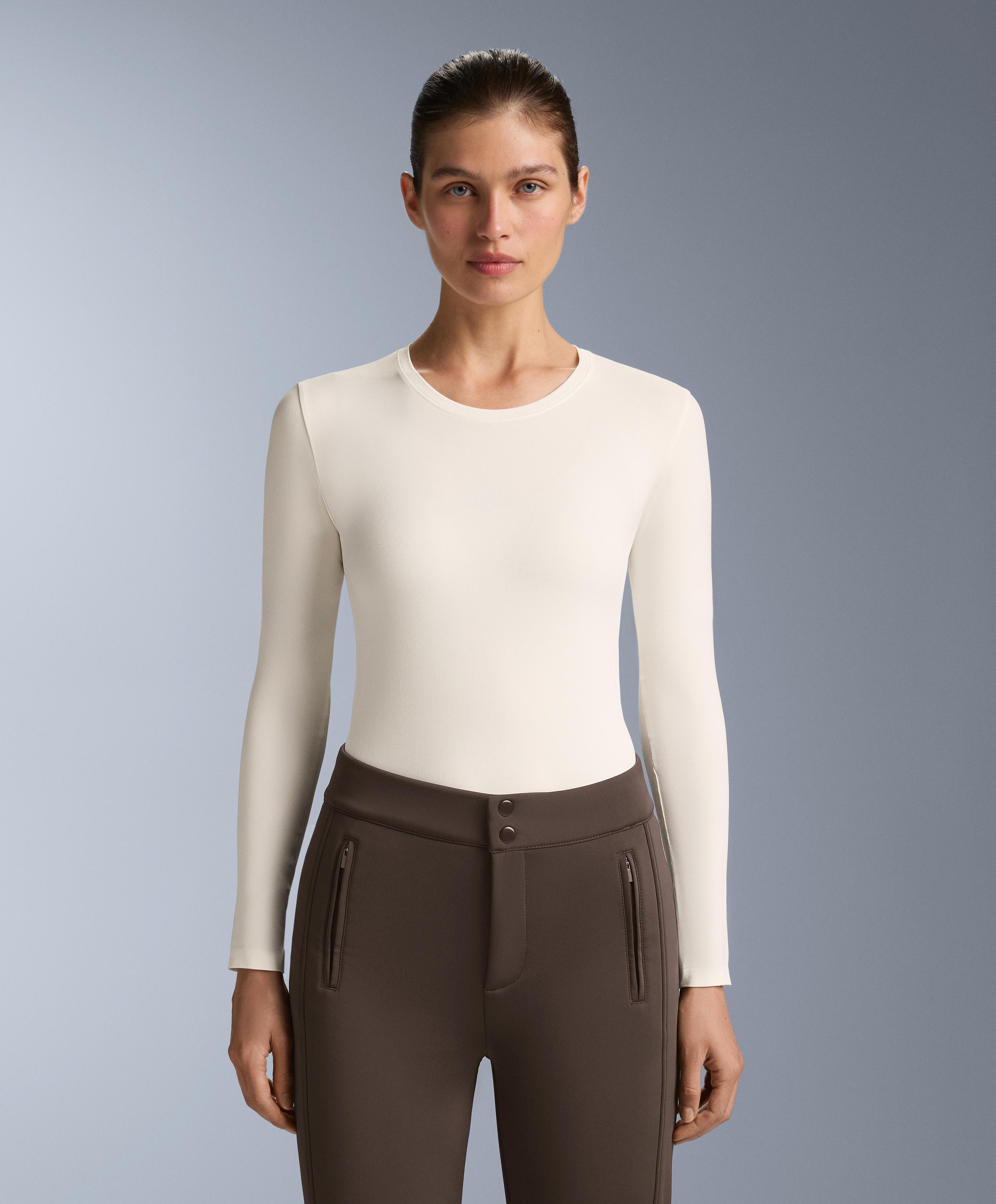 Seamless thermal base layer T-shirt — PALE ECRU