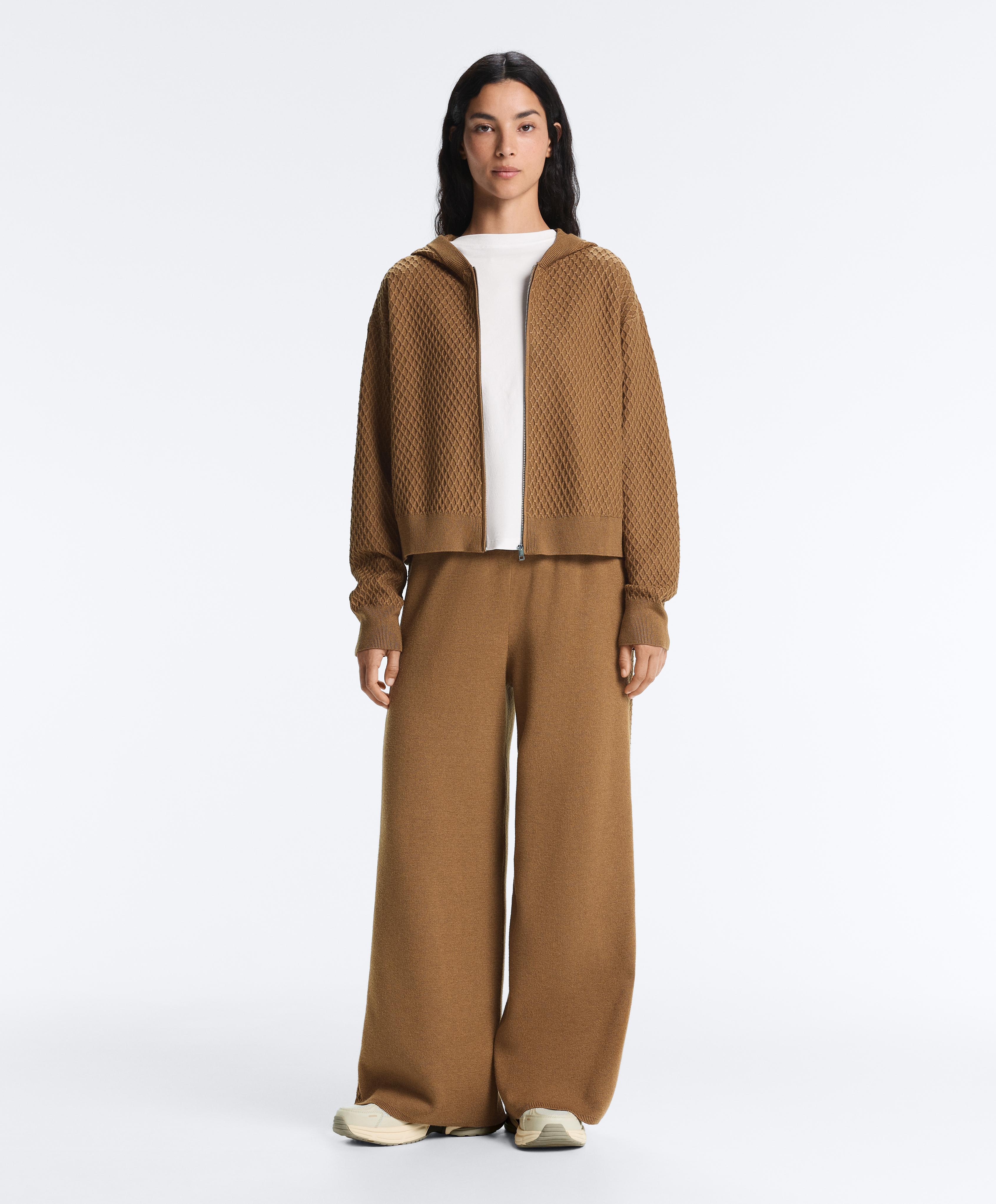 Structured knit hooded jacket — COPPER