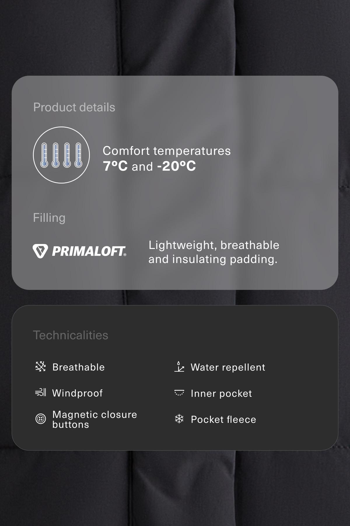 Primaloft® water-repellent padded jacket — BLACK