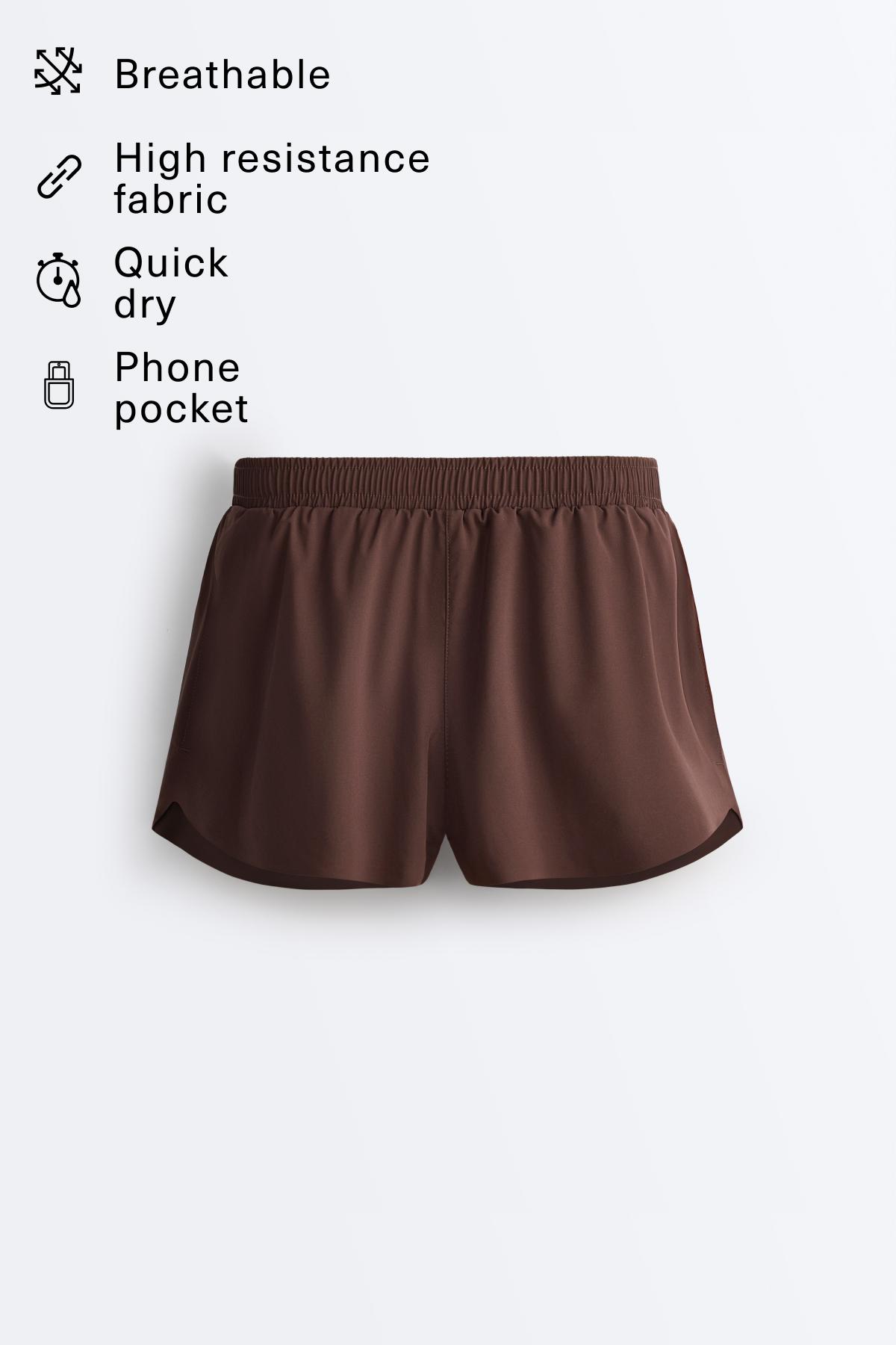 6cm low-rise technical shorts — CHOCOLATE