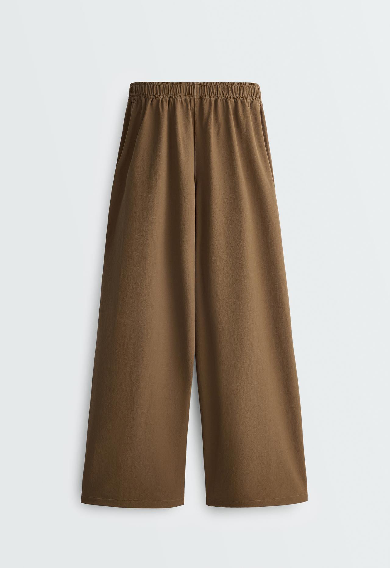 Adjustable technical wide-leg trousers — CHESTNUT