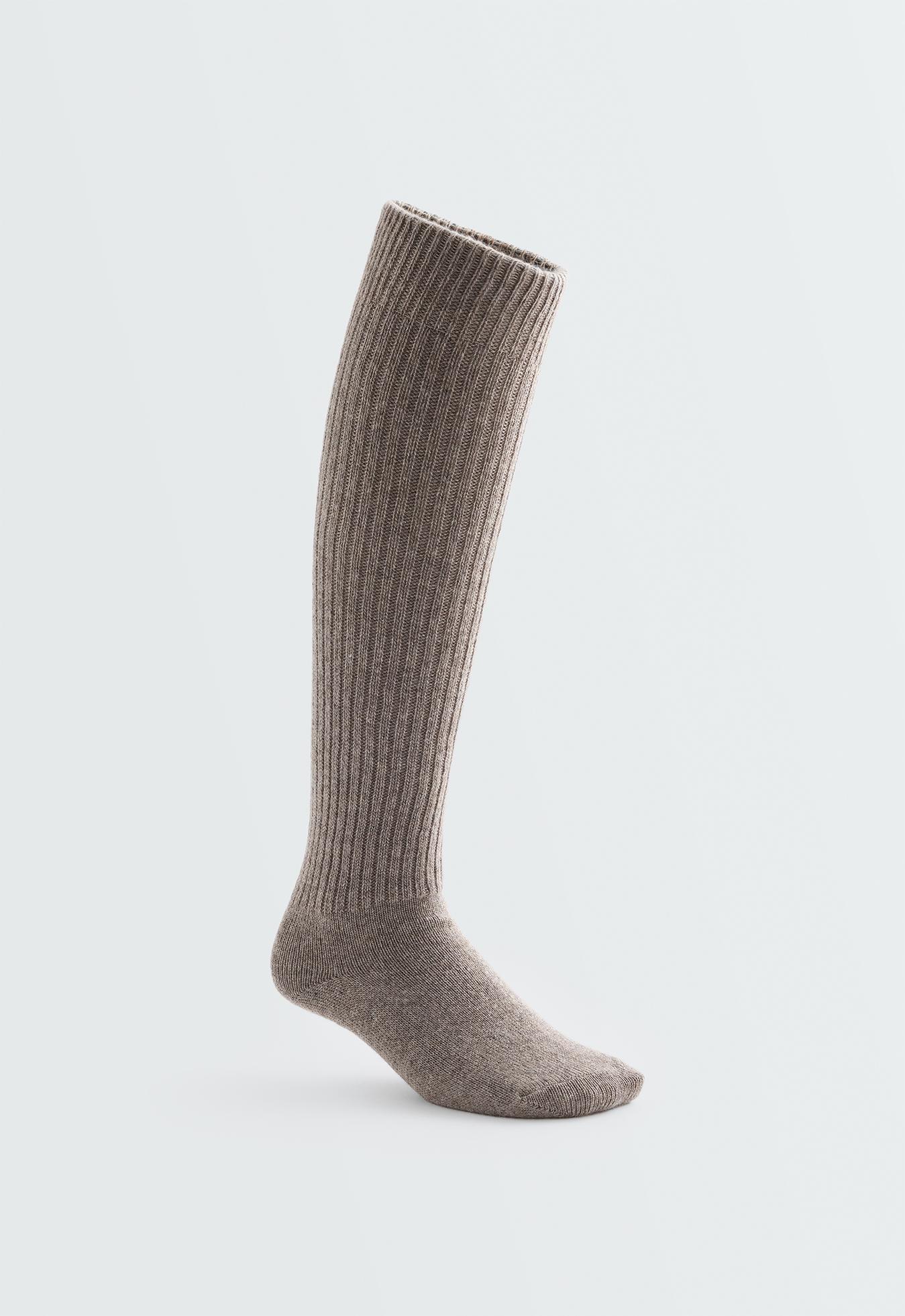 22% cashmere 10% wool long socks — BROWN MELANGE