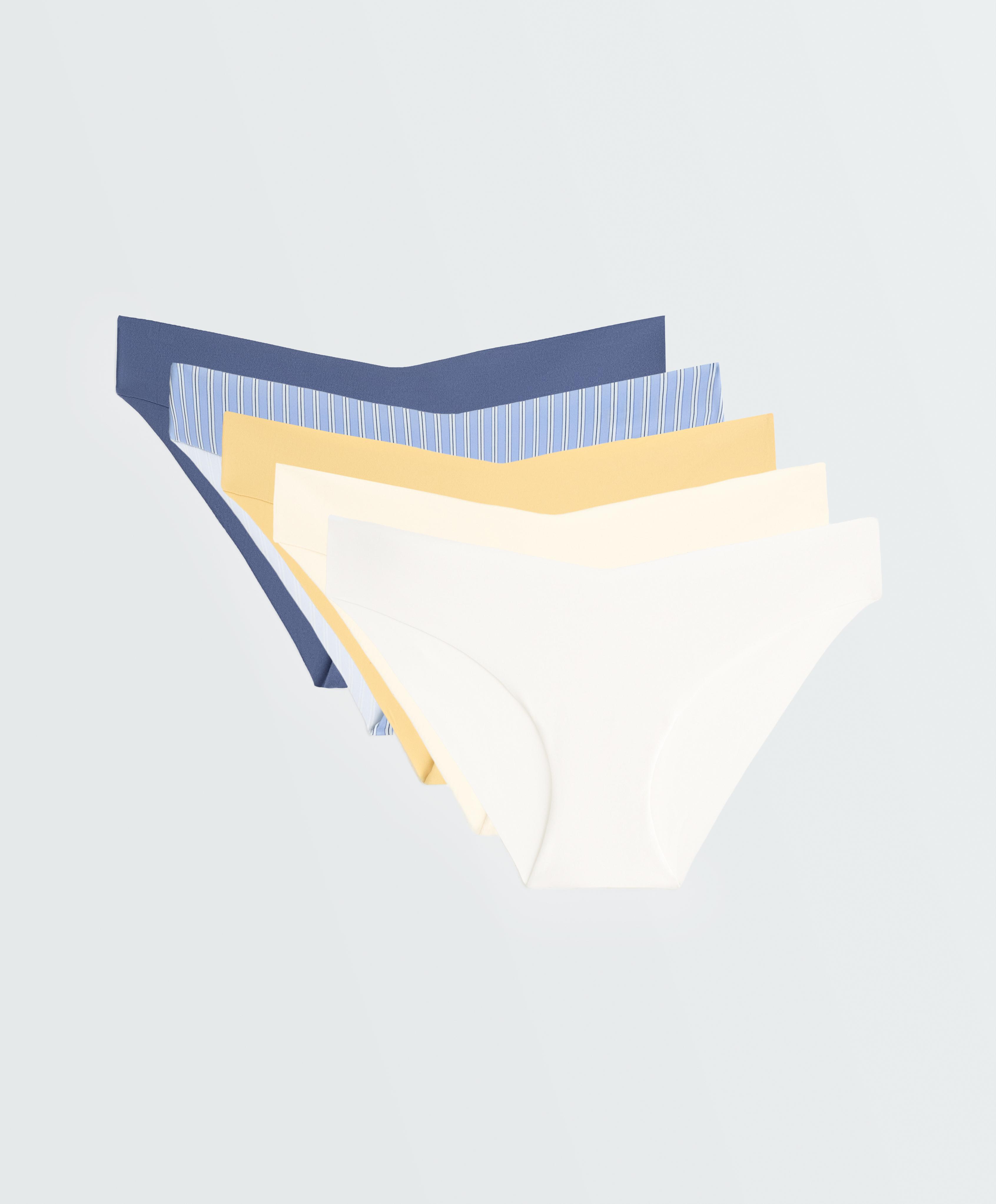 5 laser-cut invisible polyamide blend V-cut bikini briefs — MID-YELLOW