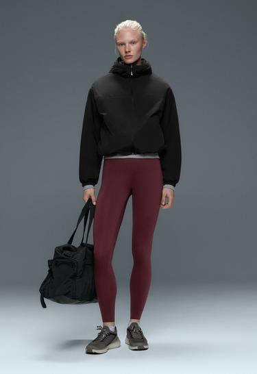 Ankle-length high rise Compressive core control leggings — BURGUNDY 1
