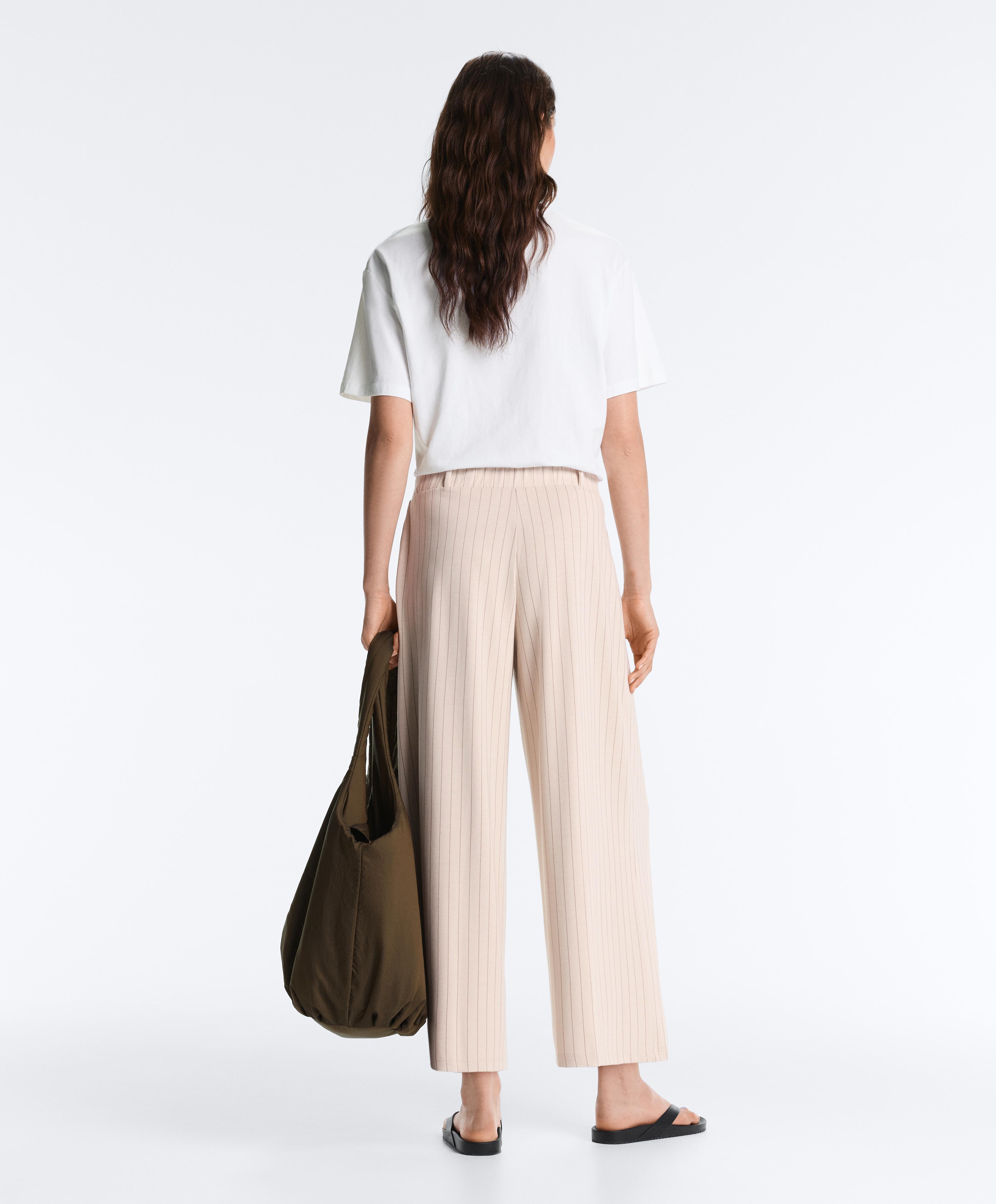 Wide-leg crop trousers with pleats and stripes — SANDY