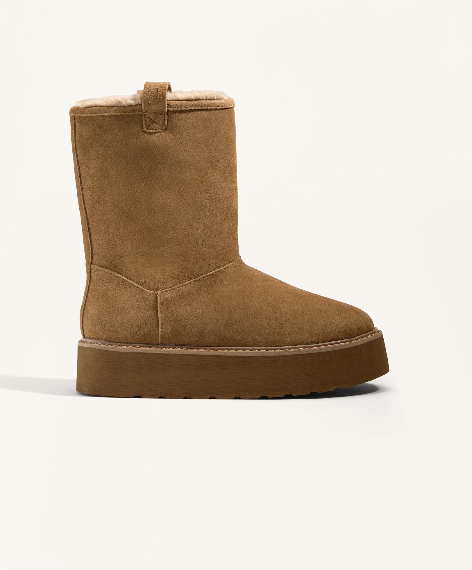 Split-leather platform boots