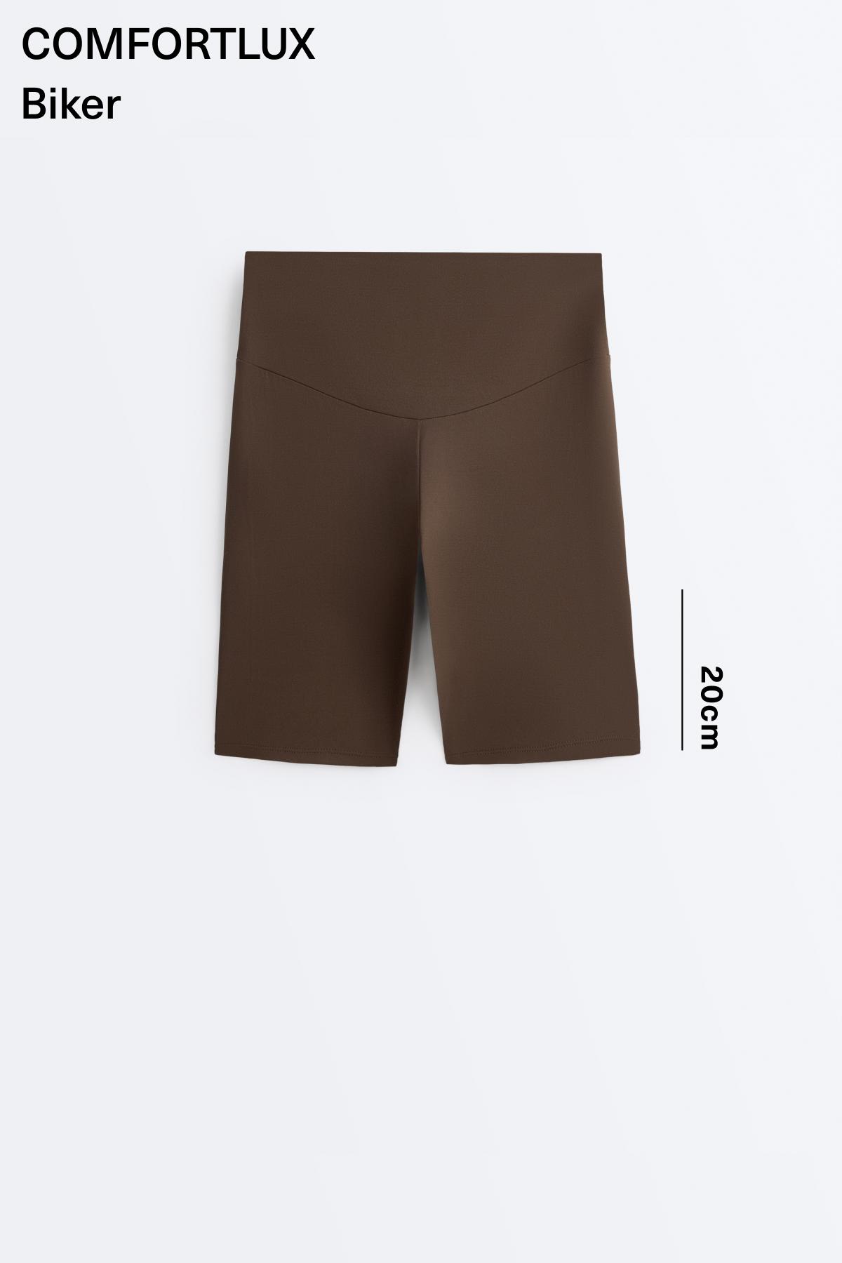 Comfortlux high-rise 20cm biker leggings — DARK BROWN