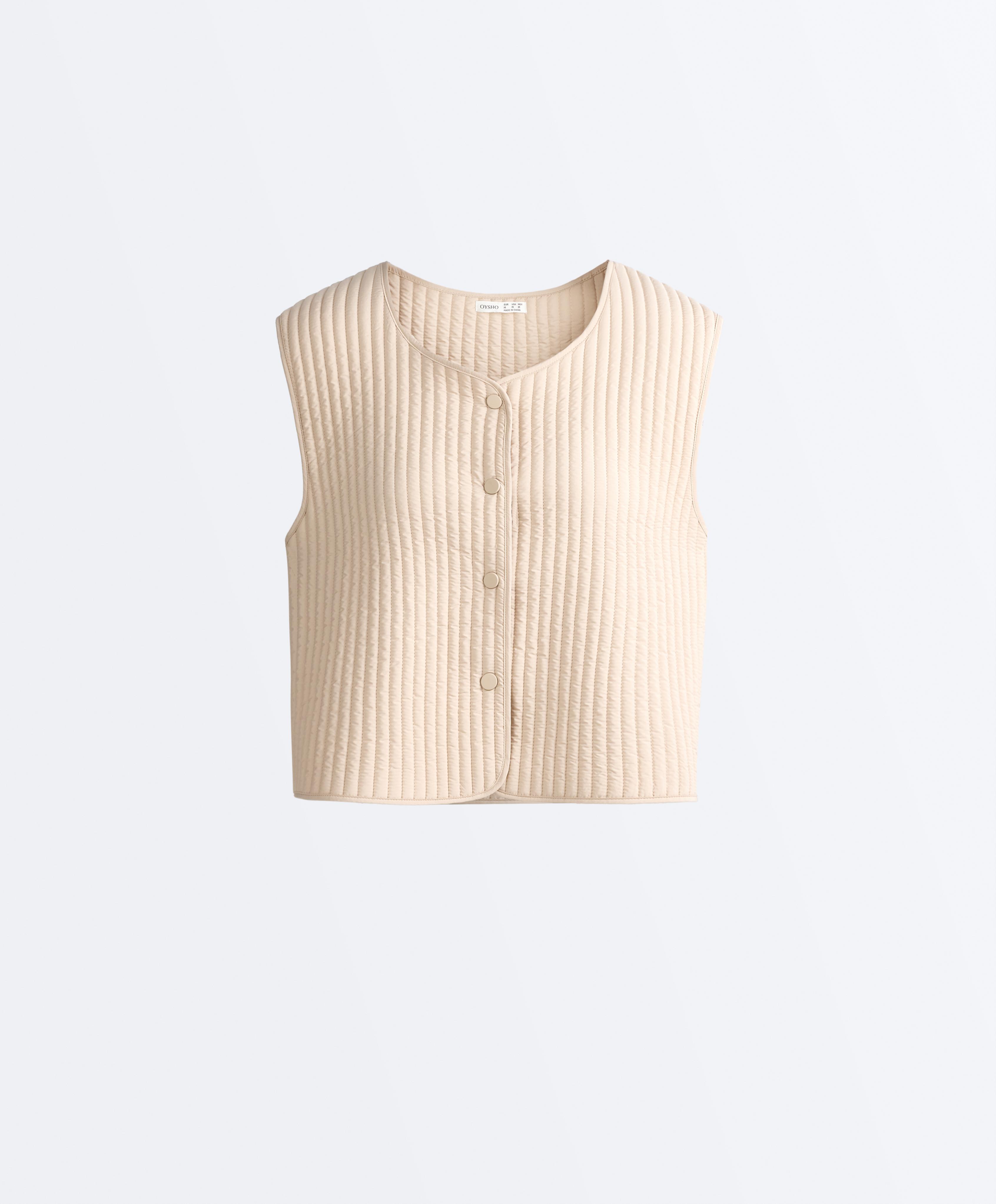 Thin padded nylon gilet — PALE BEIGE