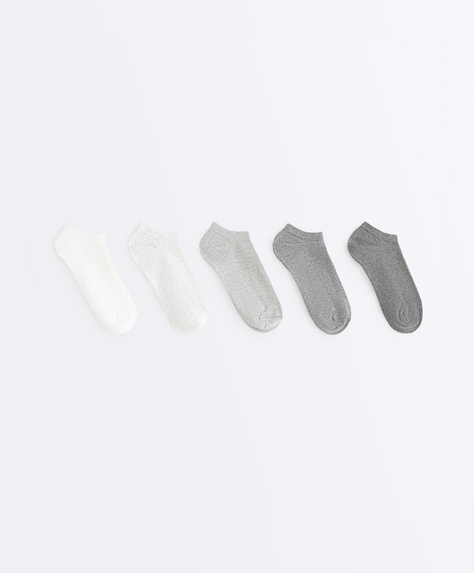 5 pairs of cotton sneaker socks — PALE GREY MELANGE