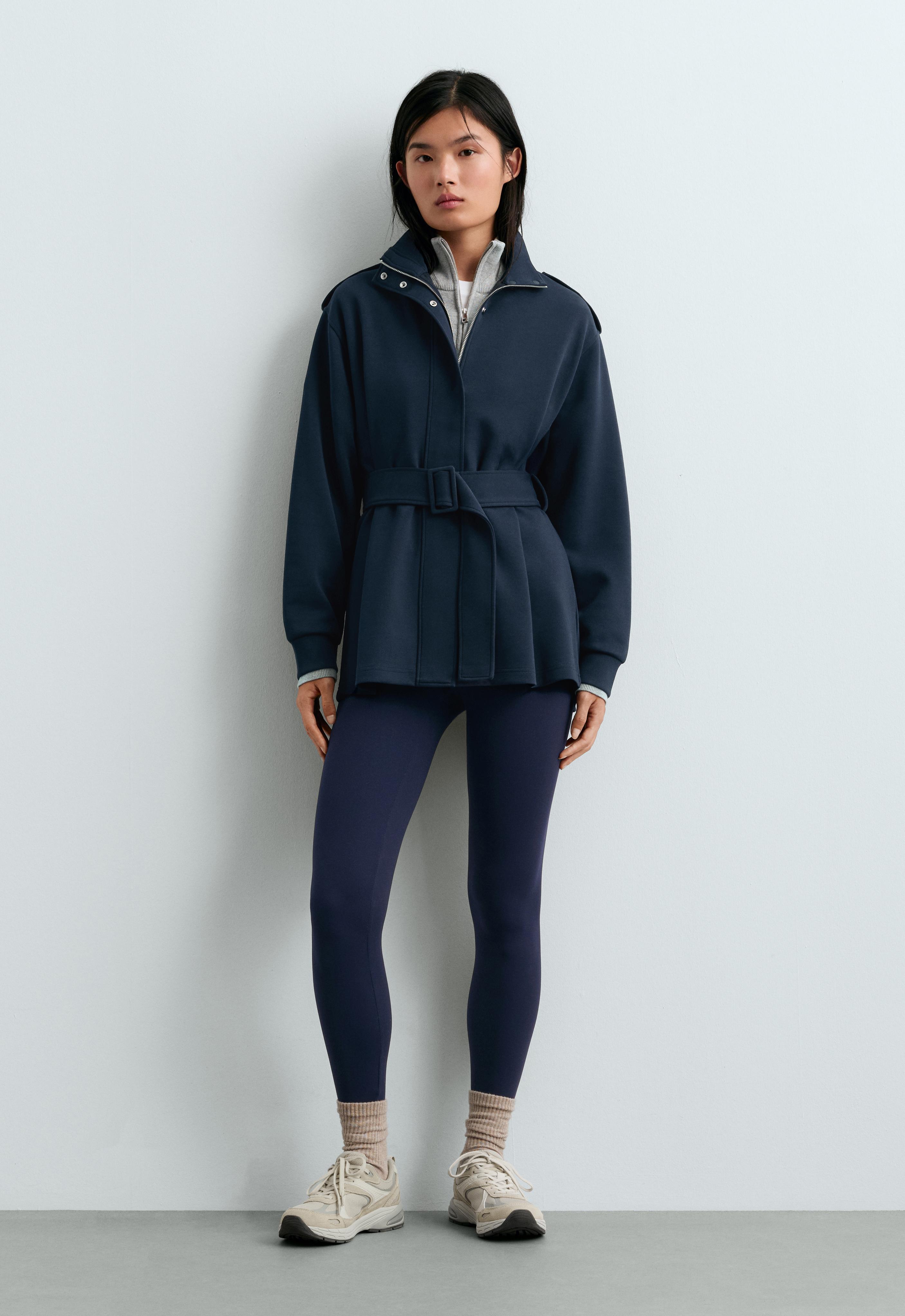 Long utility jacket with cotton — NAVY BLUE