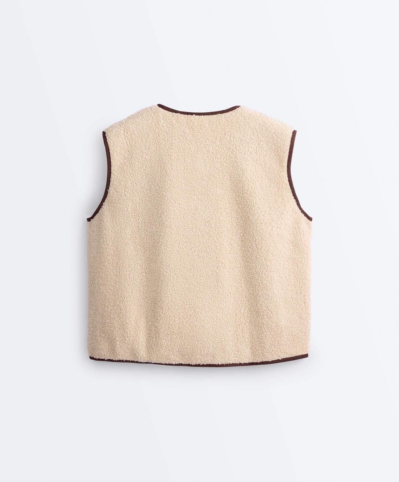 Faux-shearling button gilet — CREAM