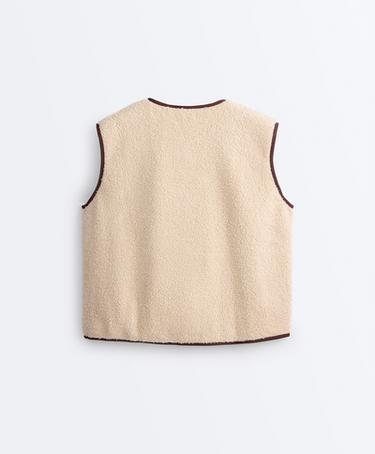 Faux-shearling button gilet — CREAM 8