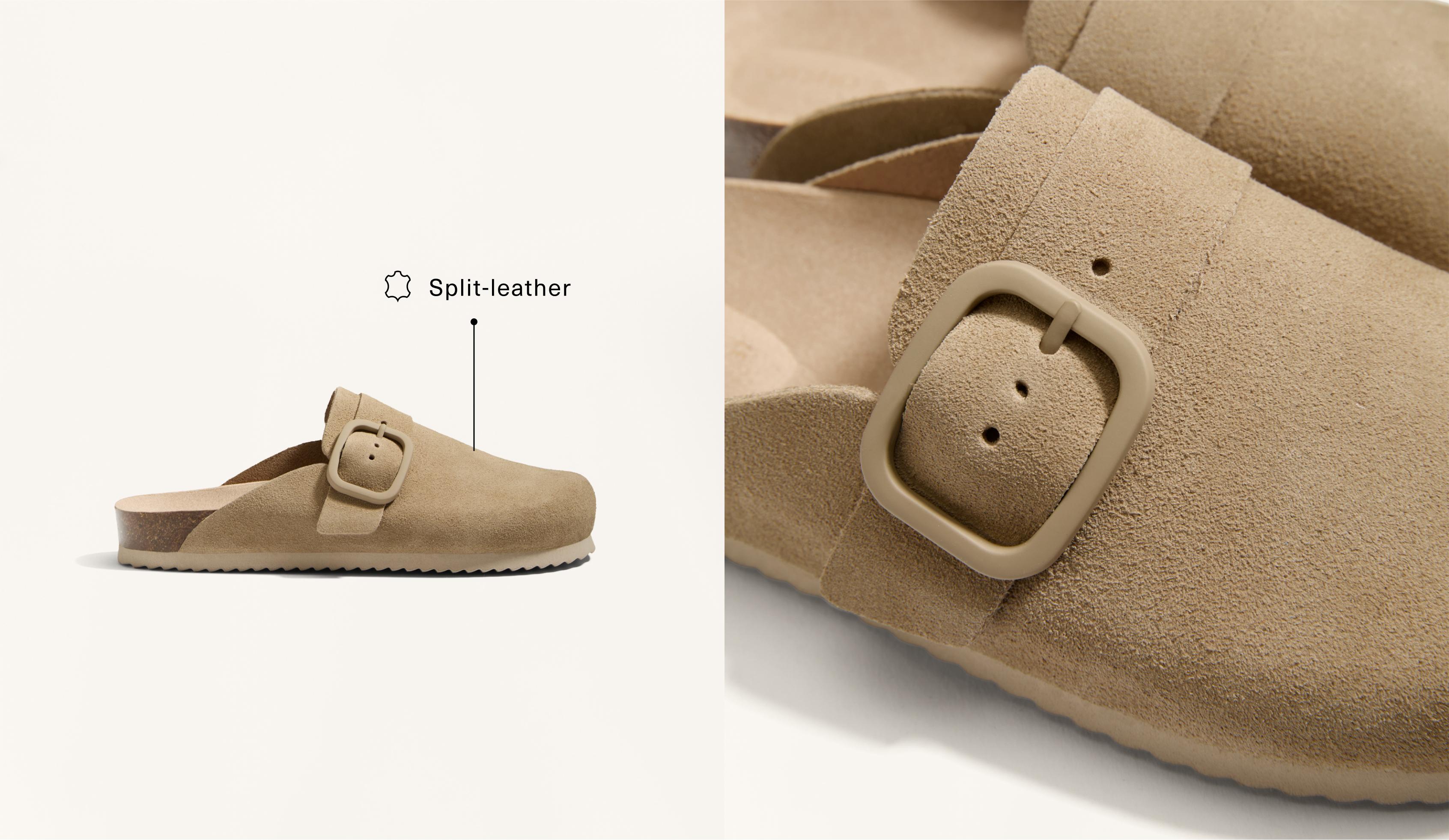 Buckled split-leather mules Buckled split-leather mules