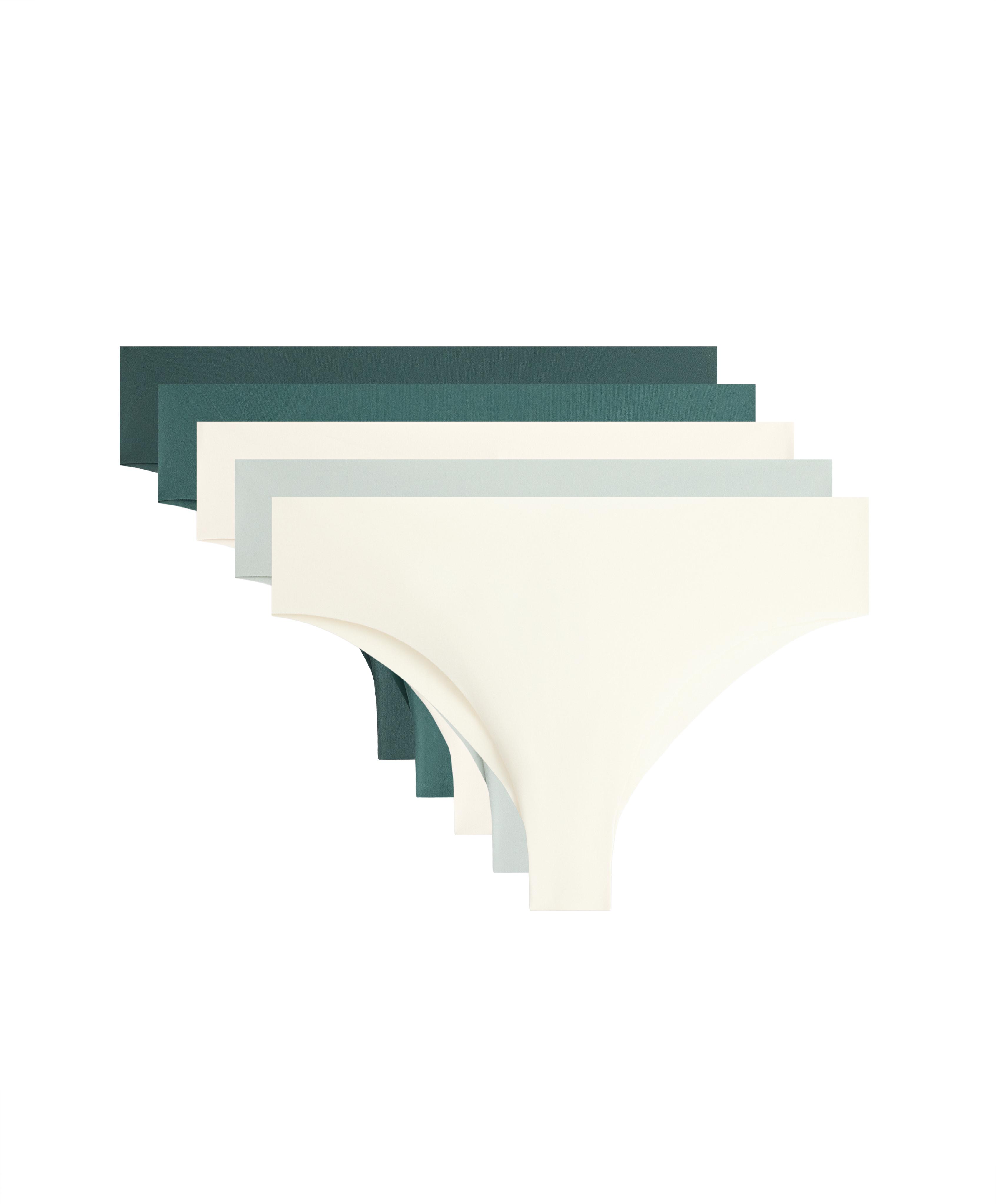 3 invisible polyamide blend laser-cut Brazilian briefs — WASHED GREEN