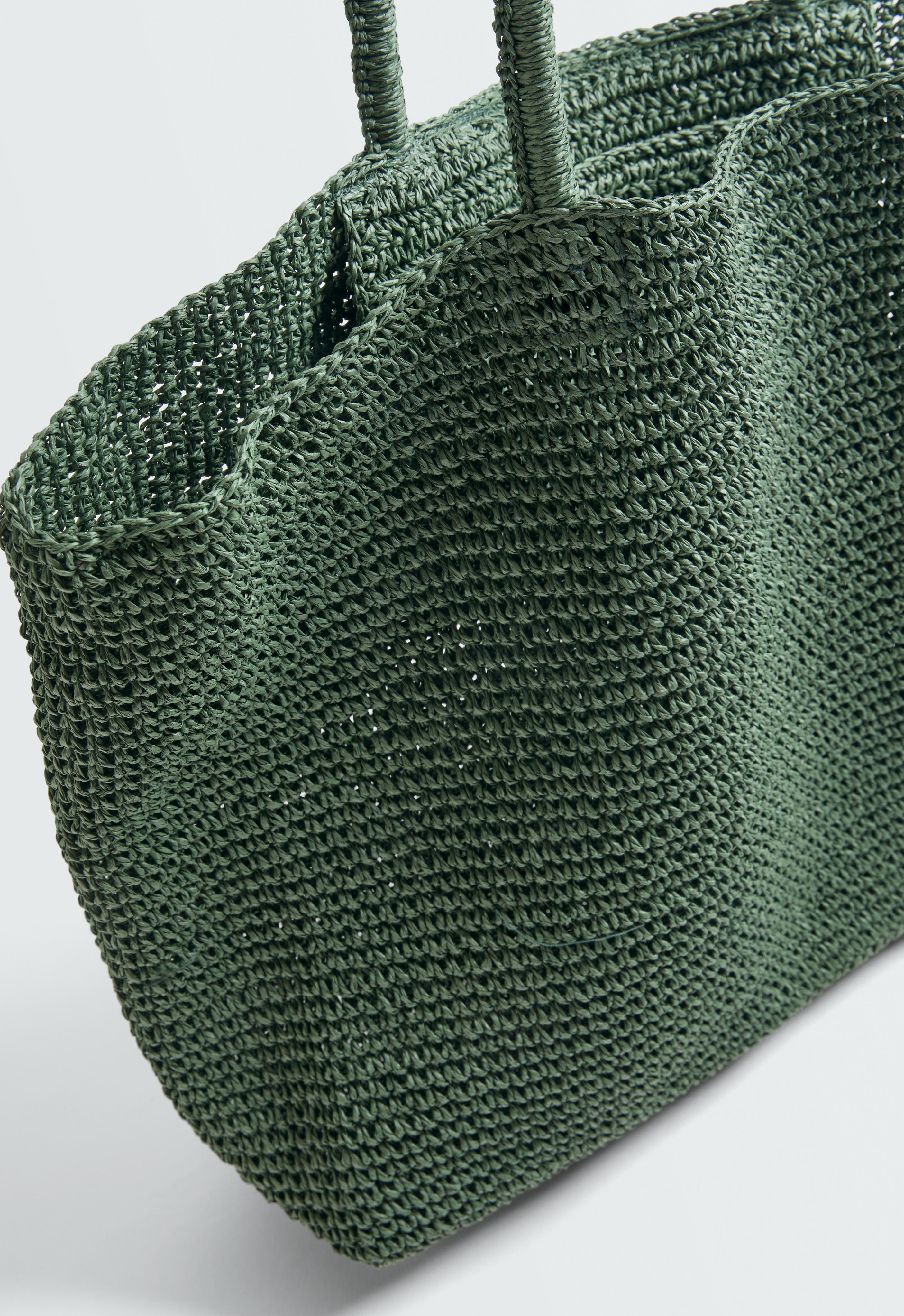 Woven paper shopper — KHAKI