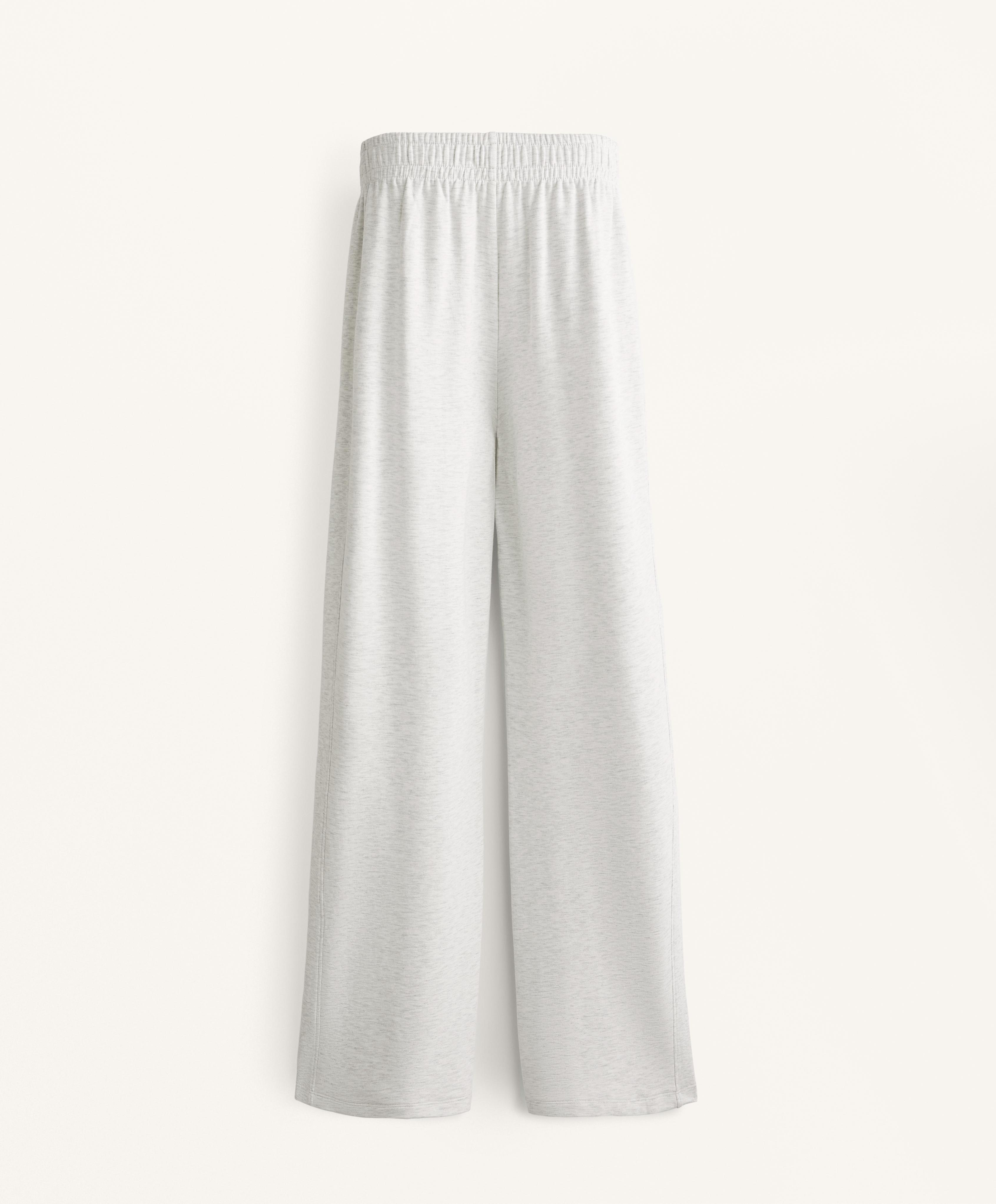 Wide leg trousers with rib detail in cotton and modal Wide leg trousers with rib detail in cotton and modal