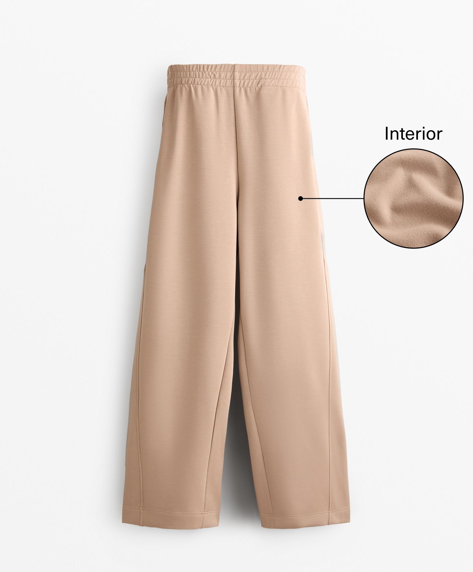 Brushed straight-leg trousers with modal