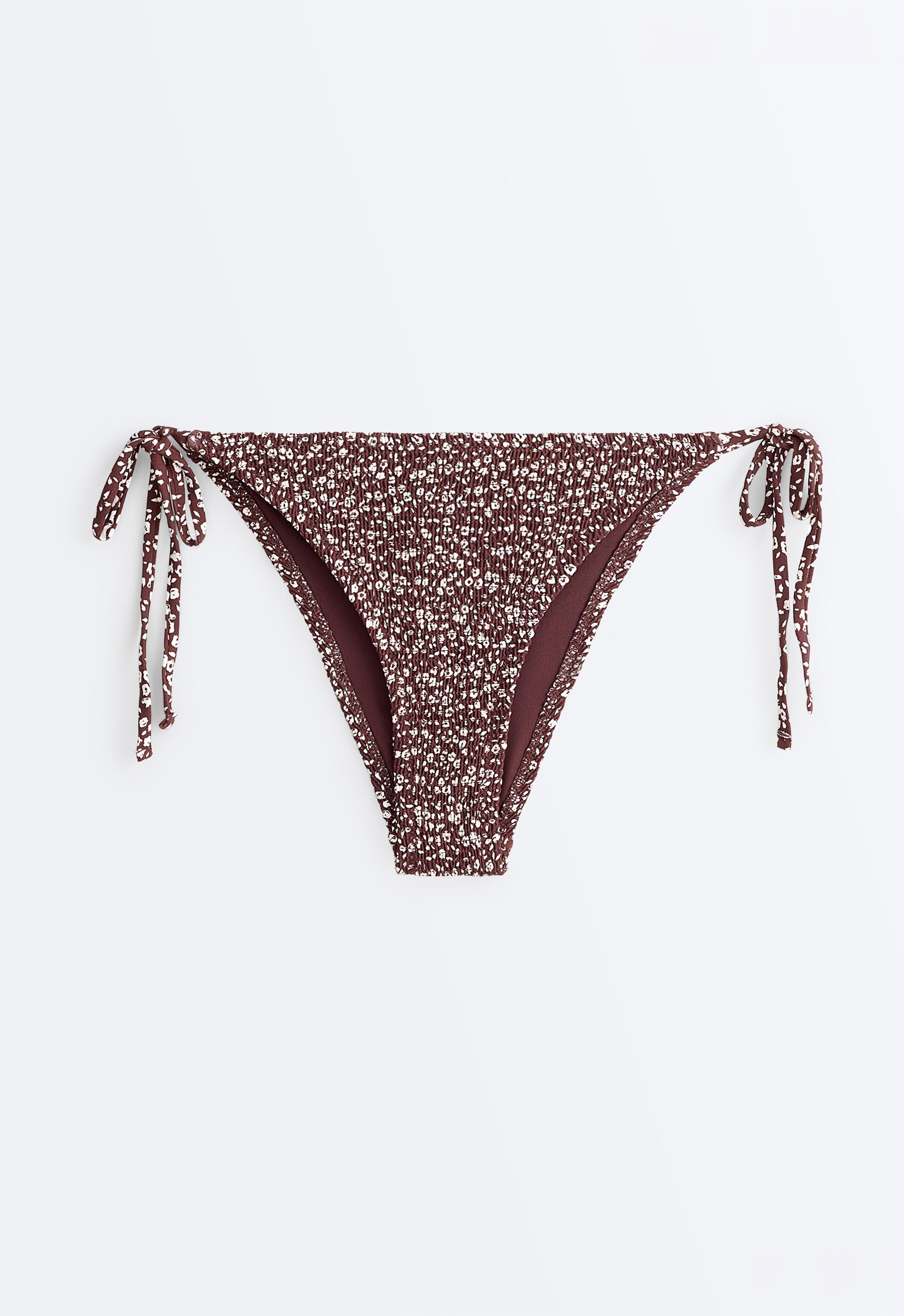 Smock tie medium-coverage bikini briefs — CHOCOLATE
