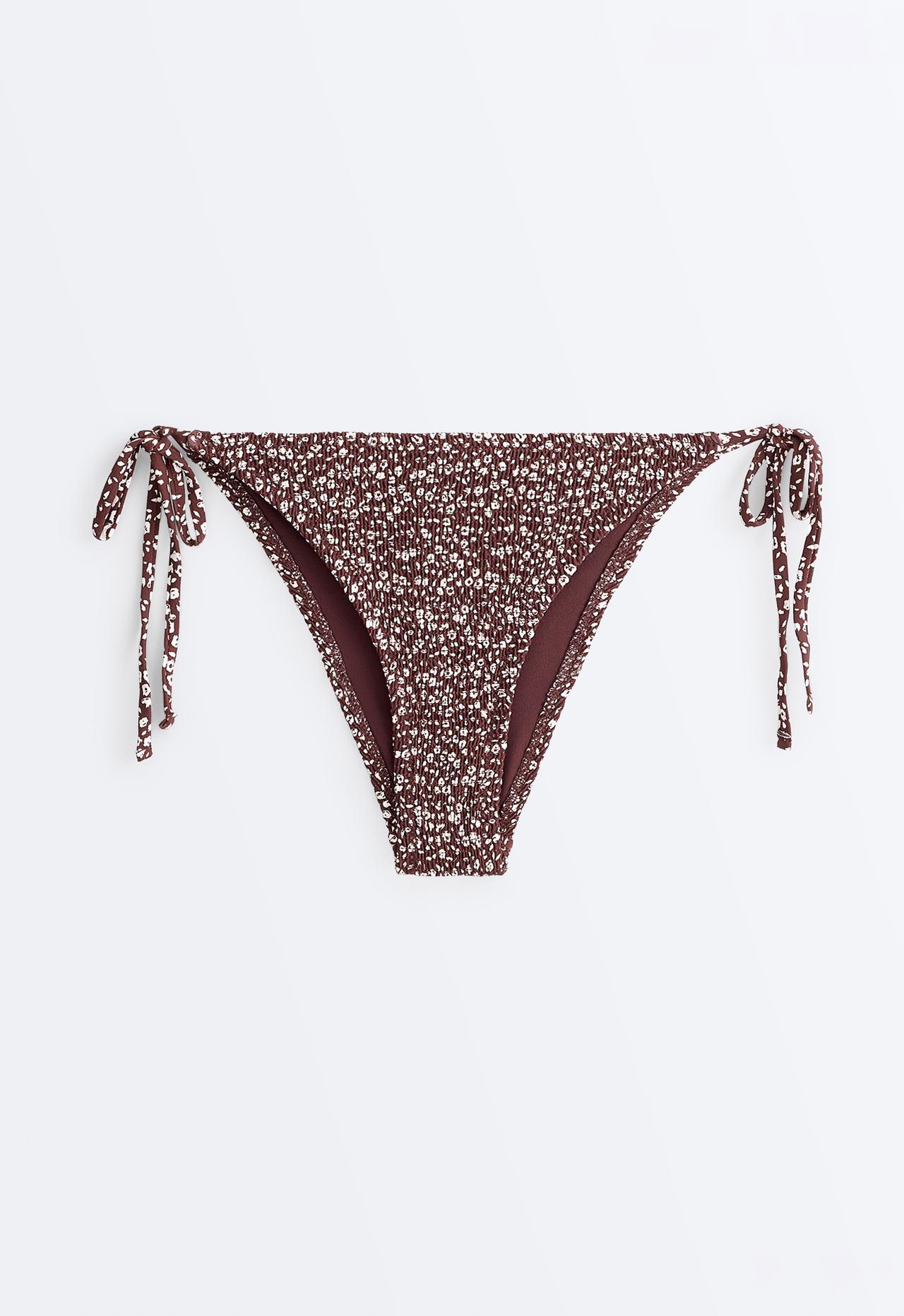 Smock tie medium-coverage bikini briefs — CHOCOLATE