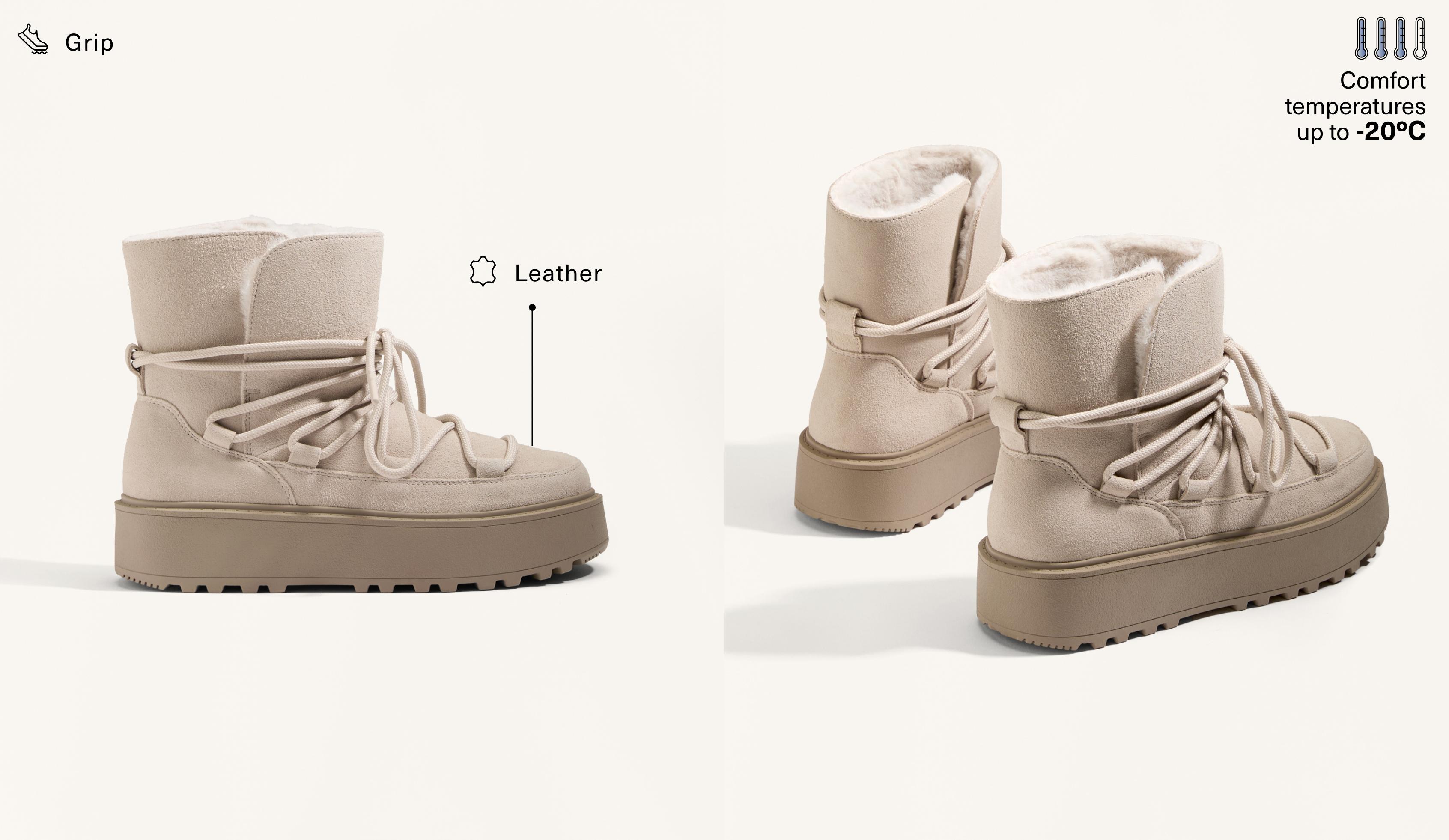 Split-leather platform boots with flap Split-leather platform boots with flap