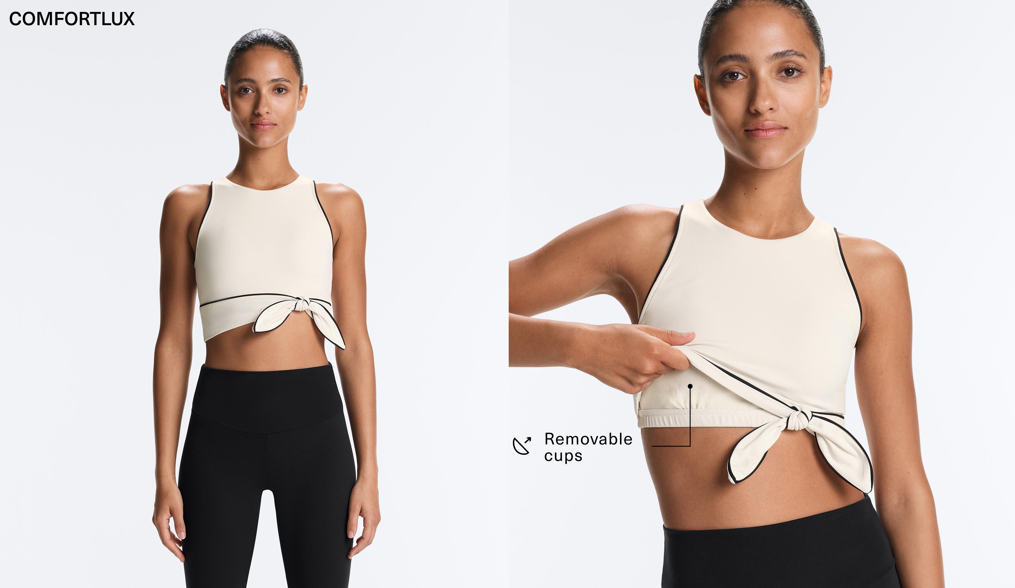 Comfortlux sleeveless tie tank top — PALE ECRU