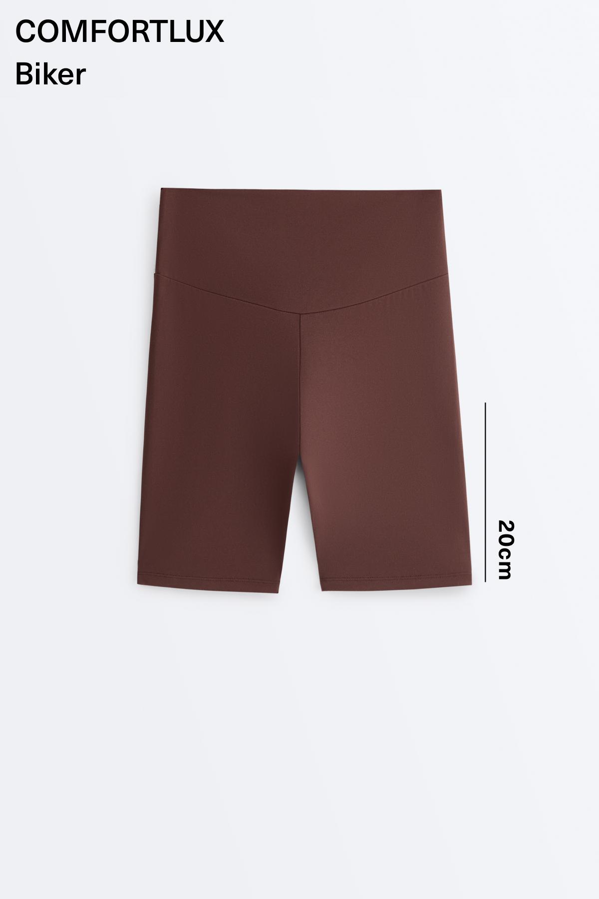Comfortlux high-rise 20cm biker leggings — CHOCOLATE
