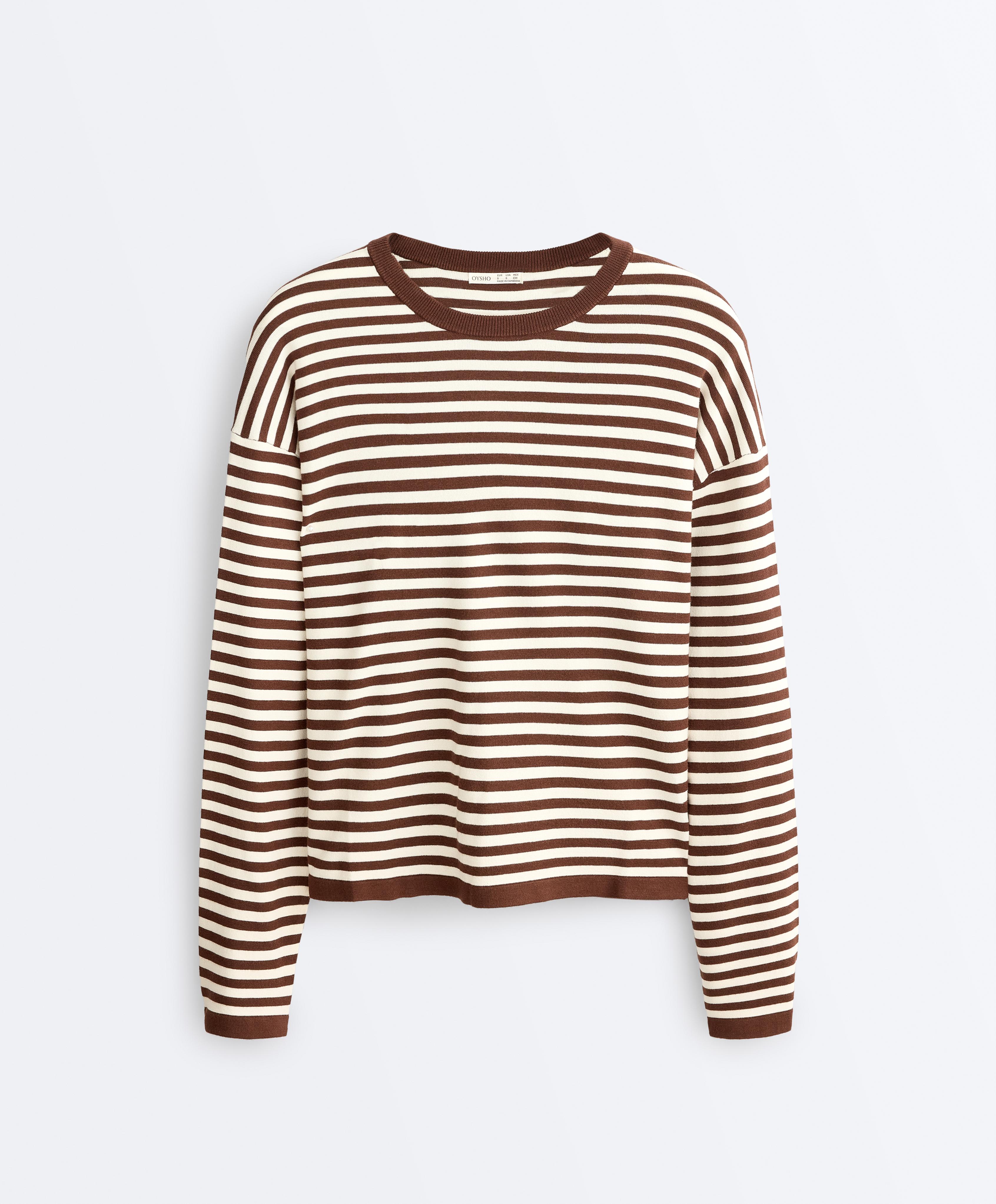 Striped long-sleeved jumper — PALE ECRU