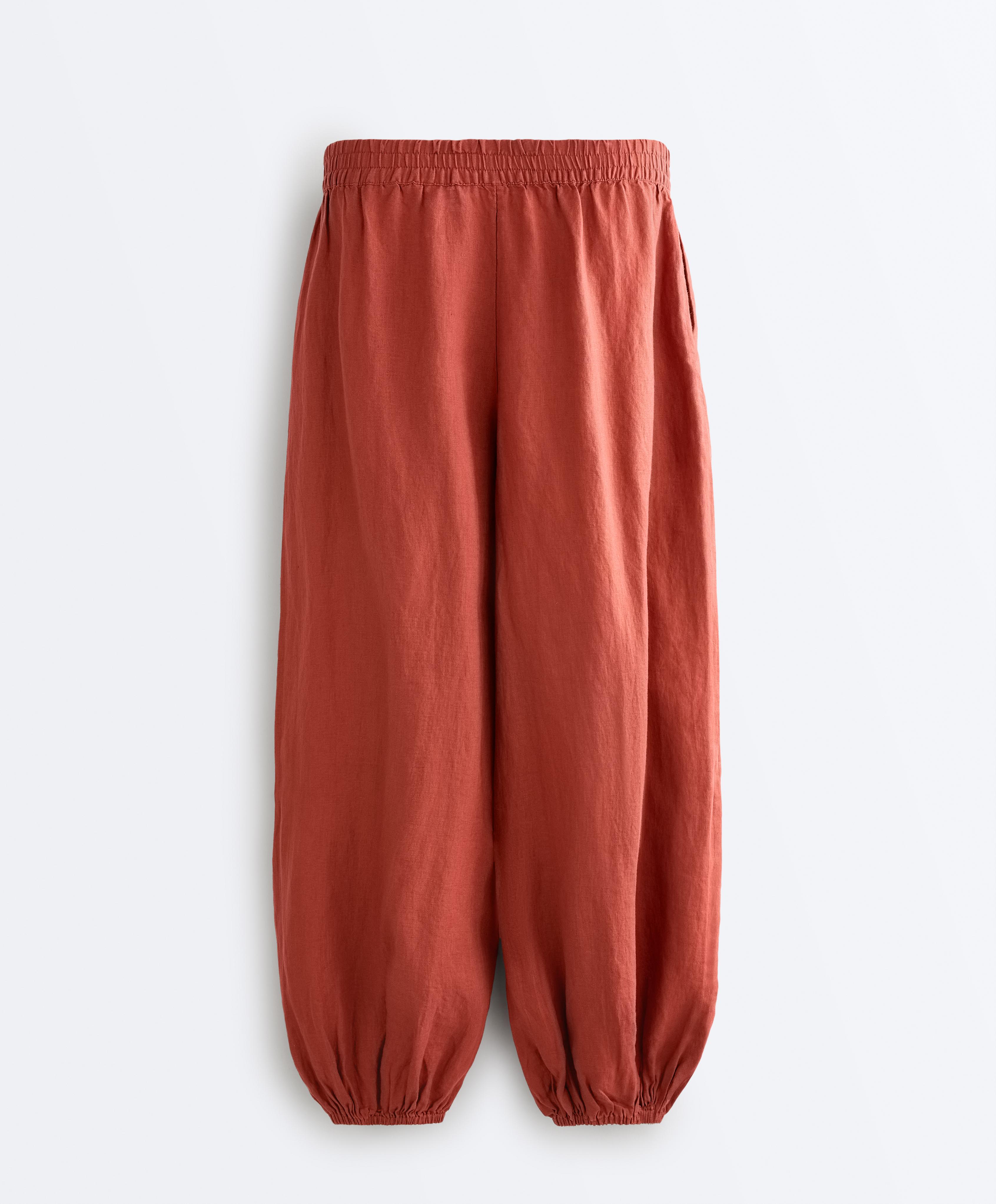 100% linen bloomer trousers — TEA RED