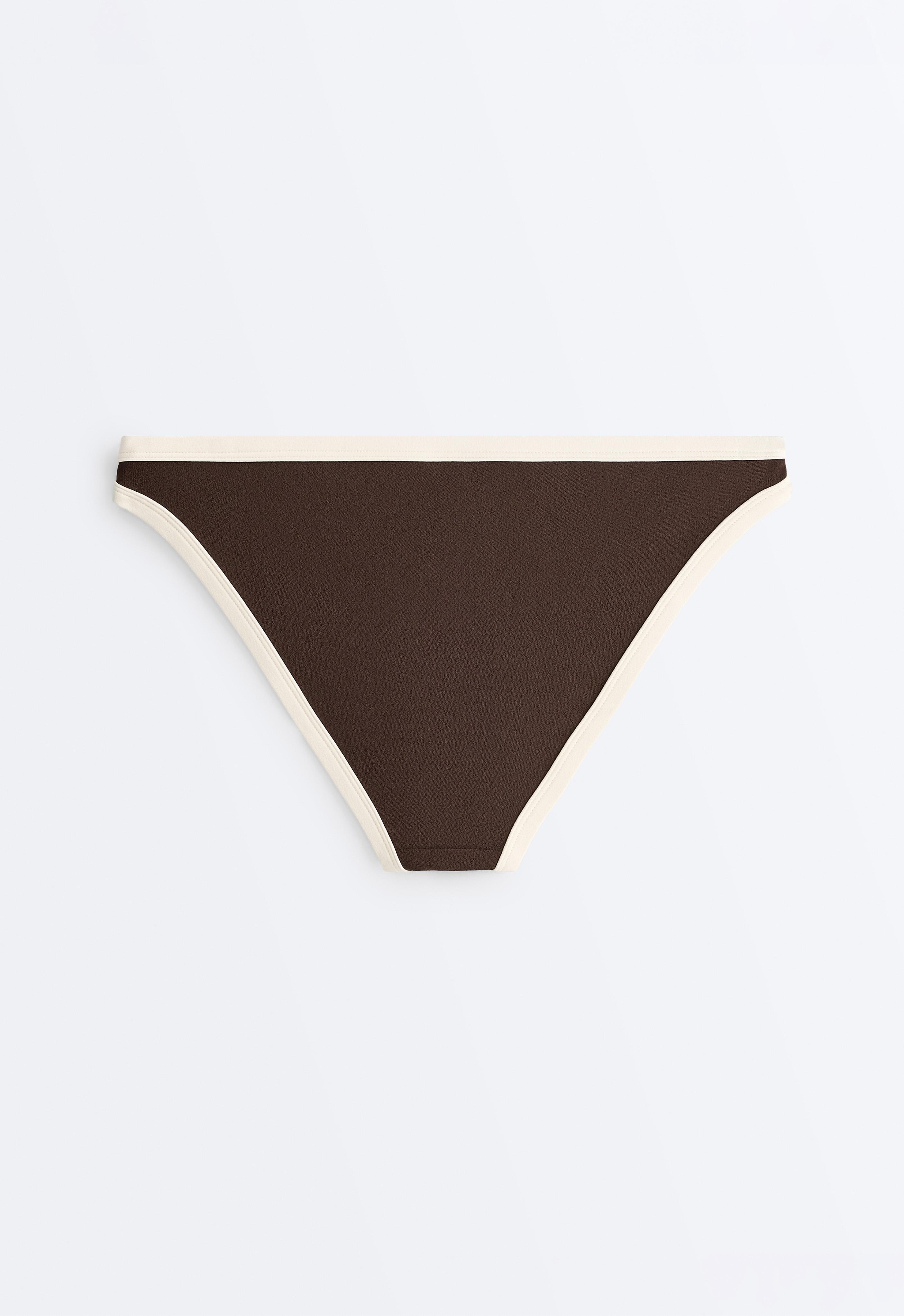 Contrast trim classic bikini briefs — DARK BROWN
