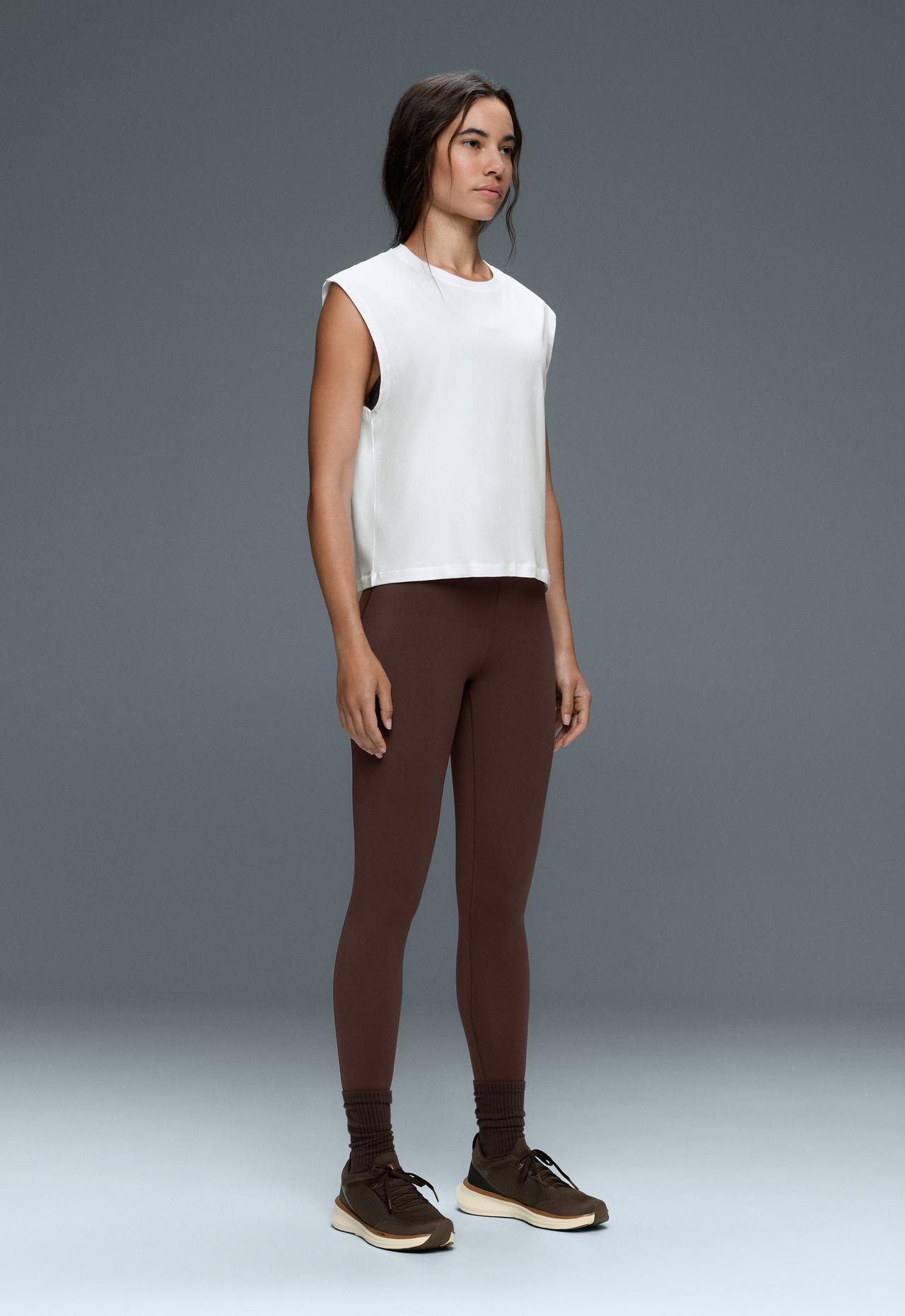 Cotton blend sleeveless T-shirt — WHITE