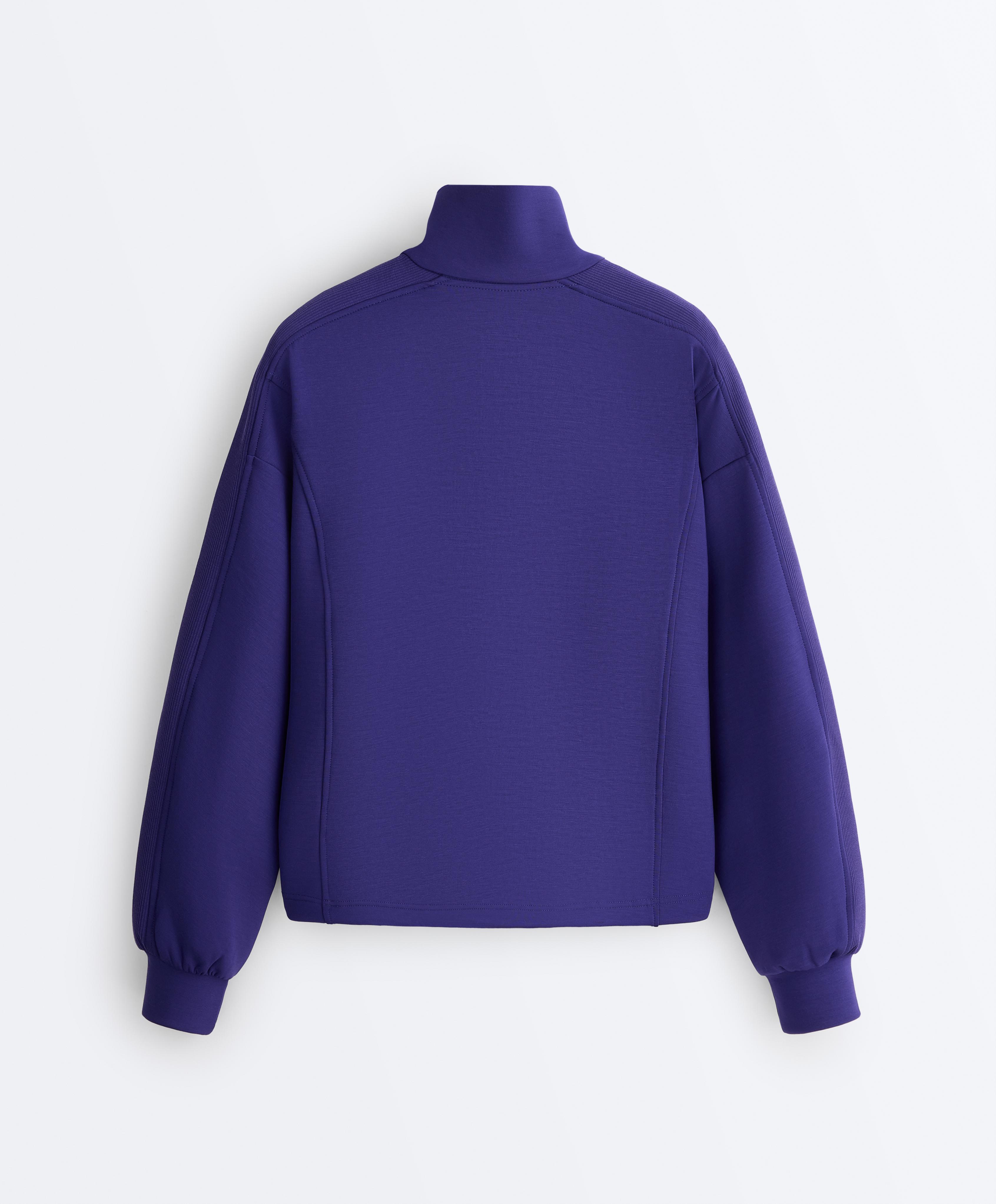Half-zip sweatshirt with Brushed modal — COBALT