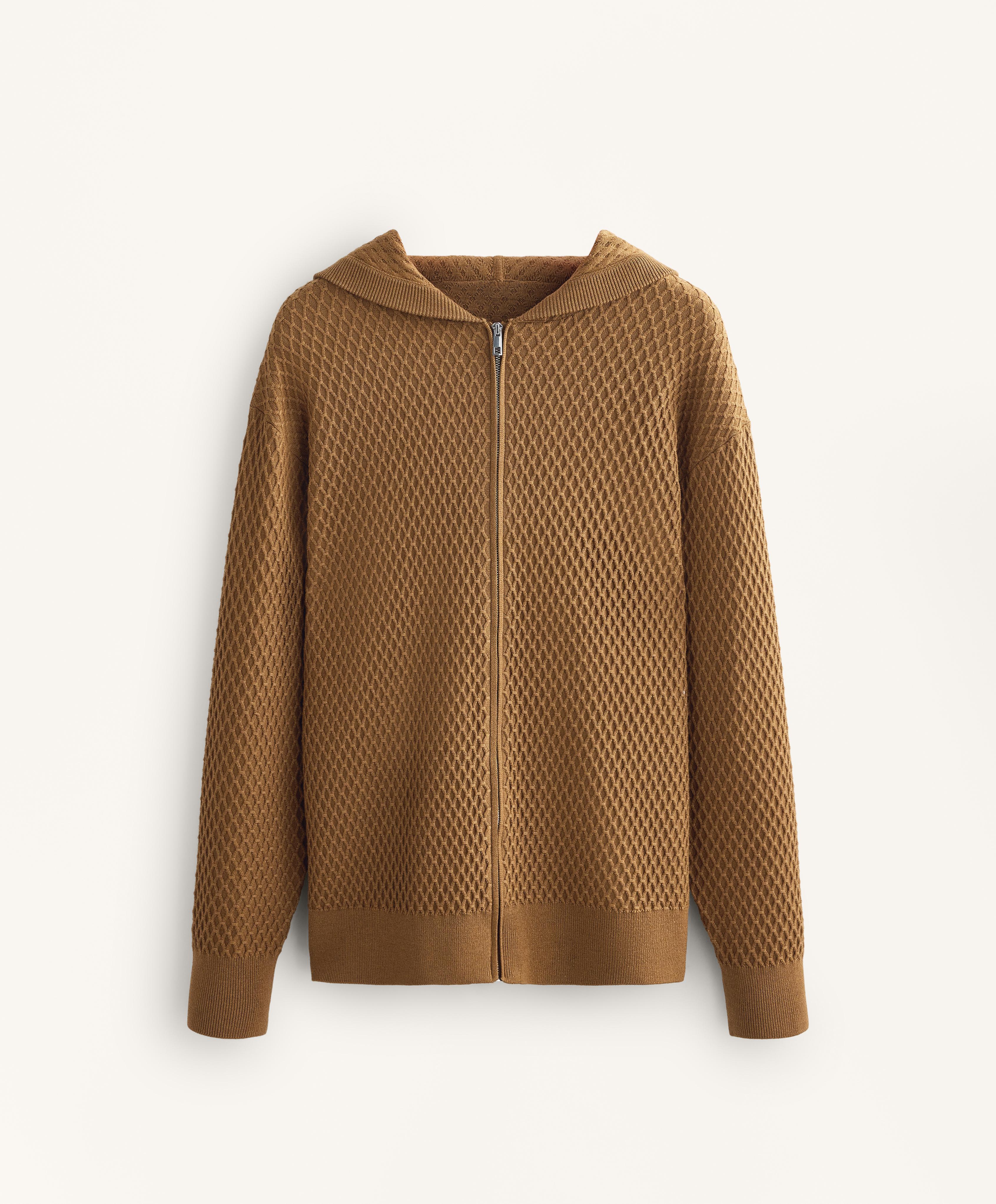 Long structured knit jacket with hood - Sale Long structured knit jacket with hood - Sale