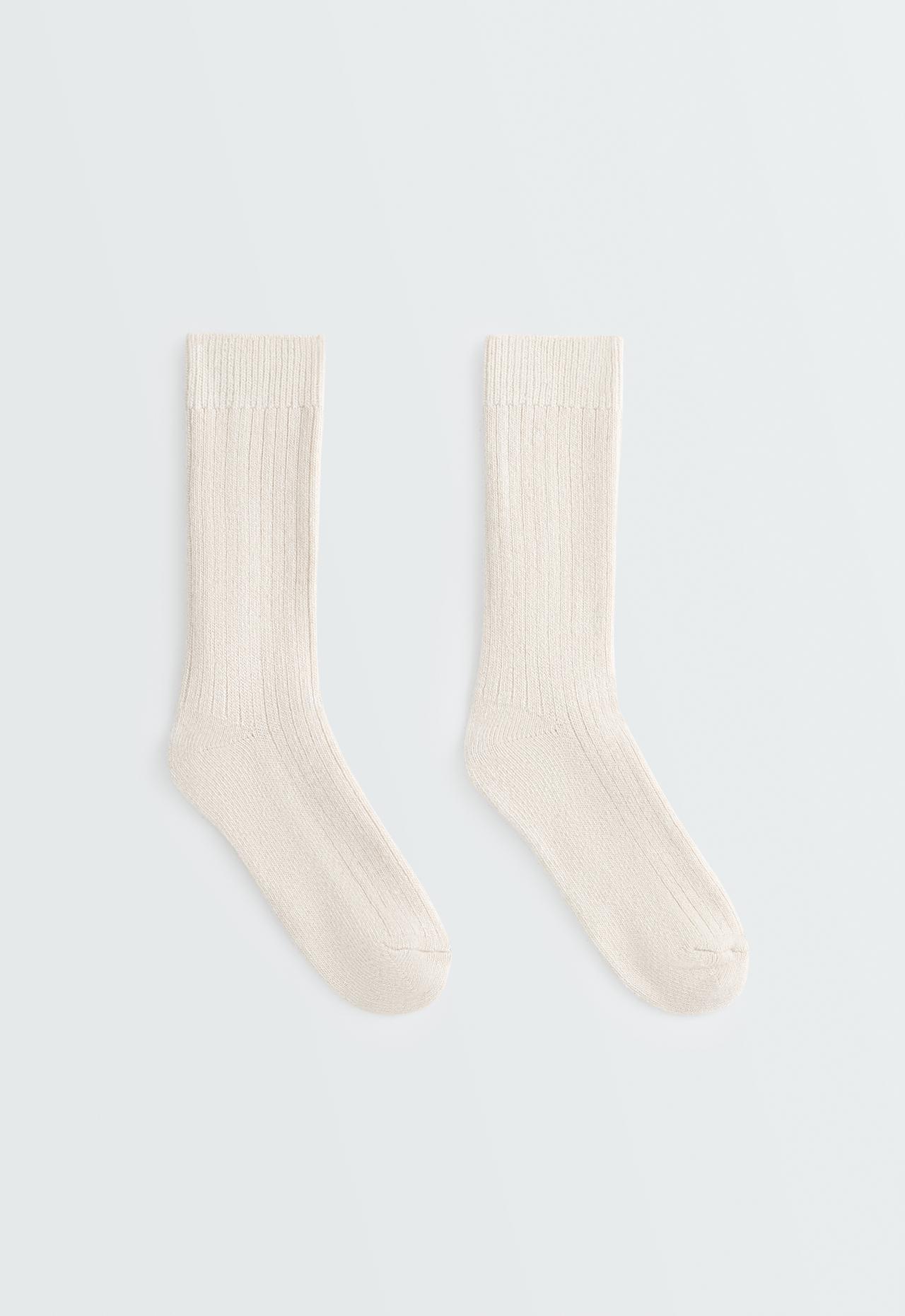 18% cashmere classic sock — ECRU