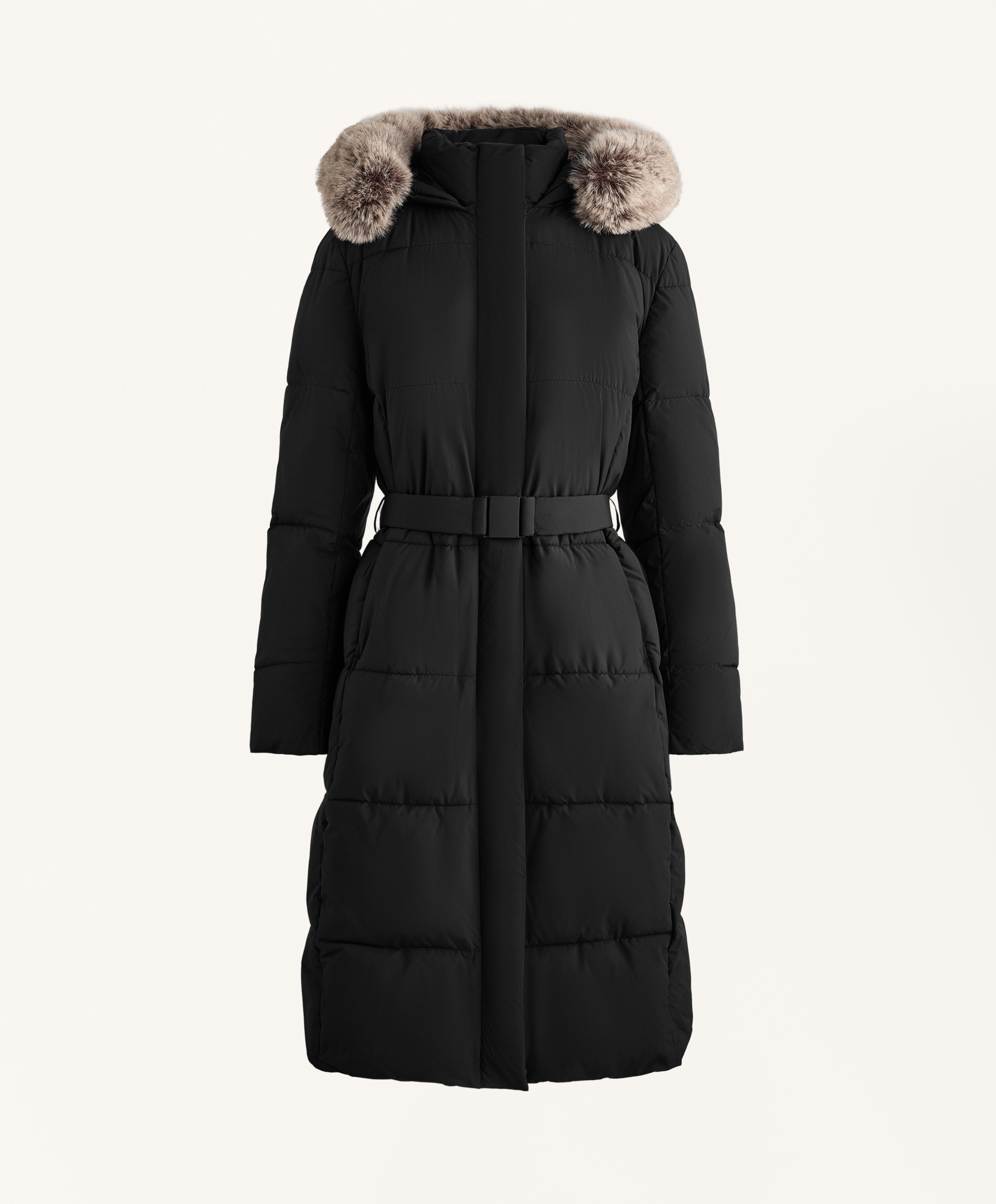 Primaloft® water-repellent long padded jacket — BLACK