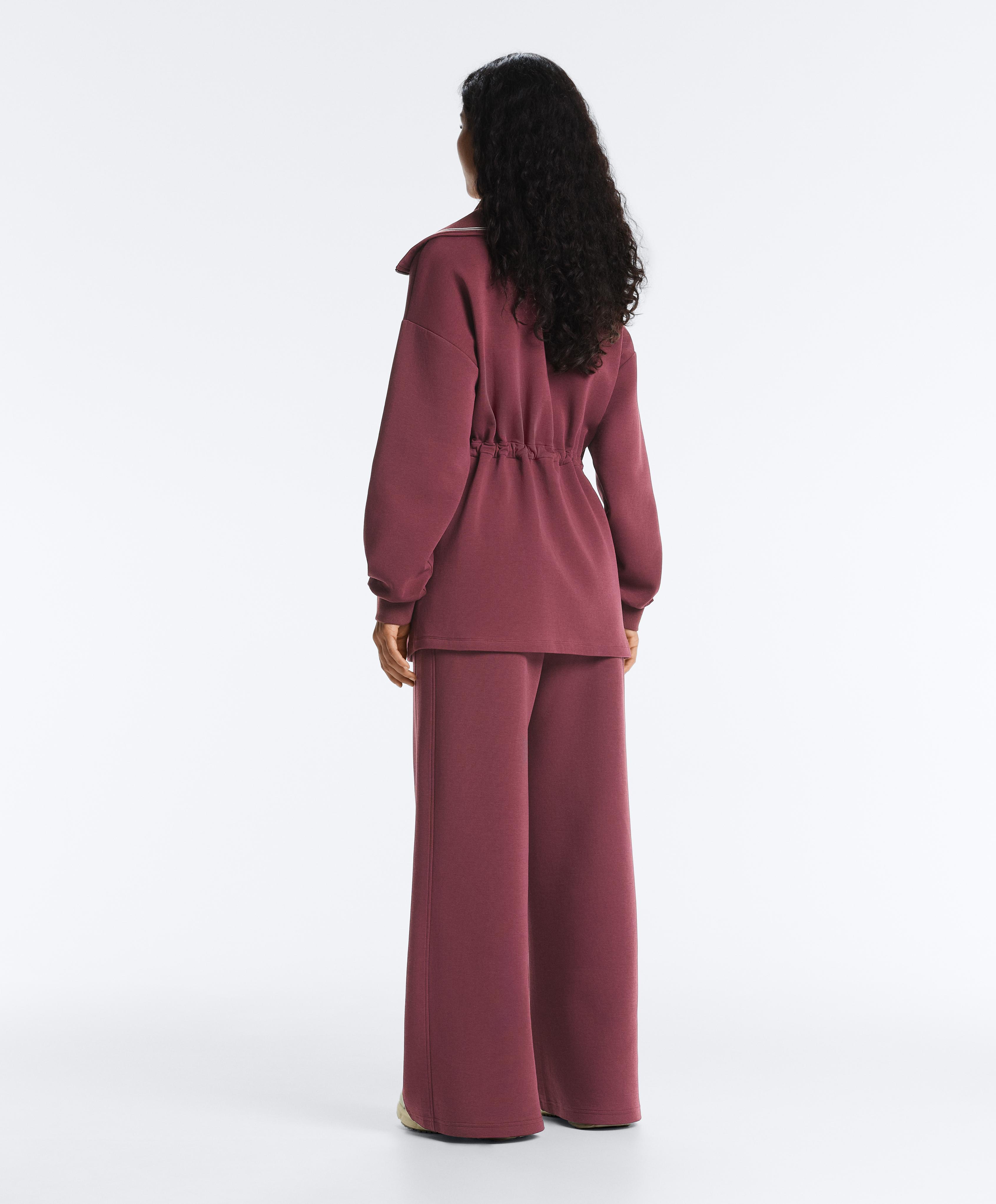 Long cotton blend high-neck jacket — CHERRY